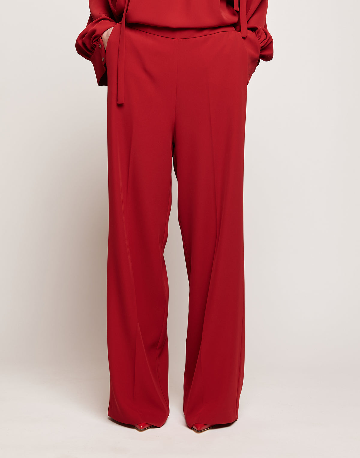 DOUUOD Pantaloni Ampi in Cady Fluido