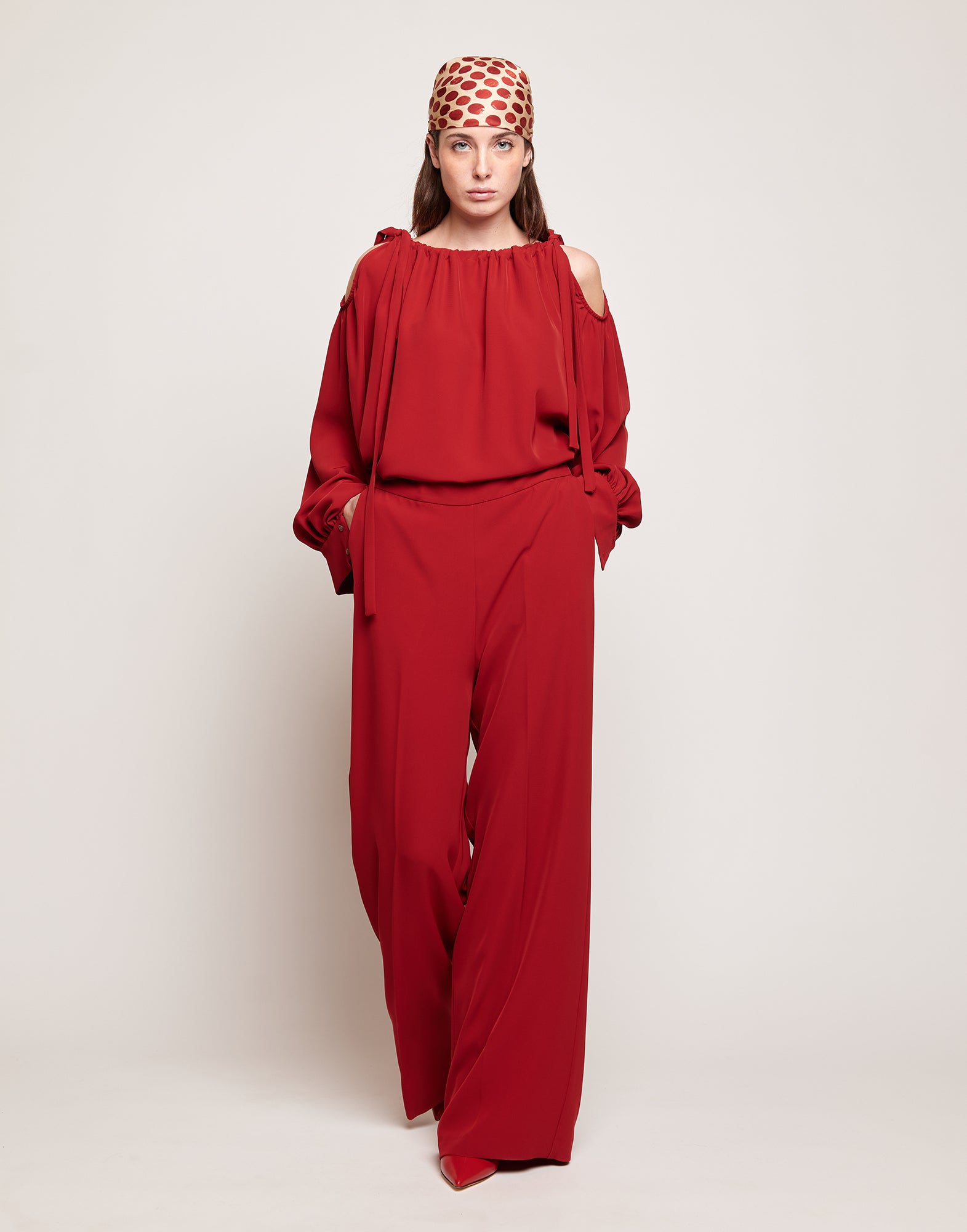 DOUUOD Pantaloni Ampi in Cady Fluido