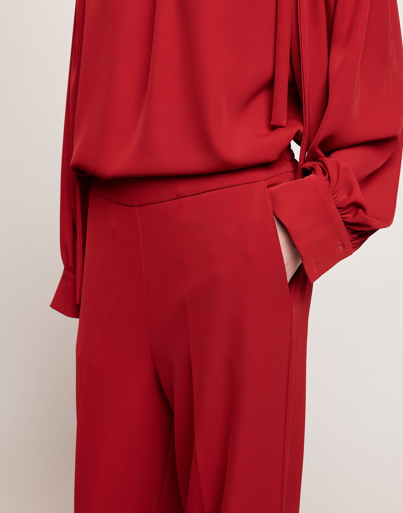 DOUUOD Pantaloni Ampi in Cady Fluido