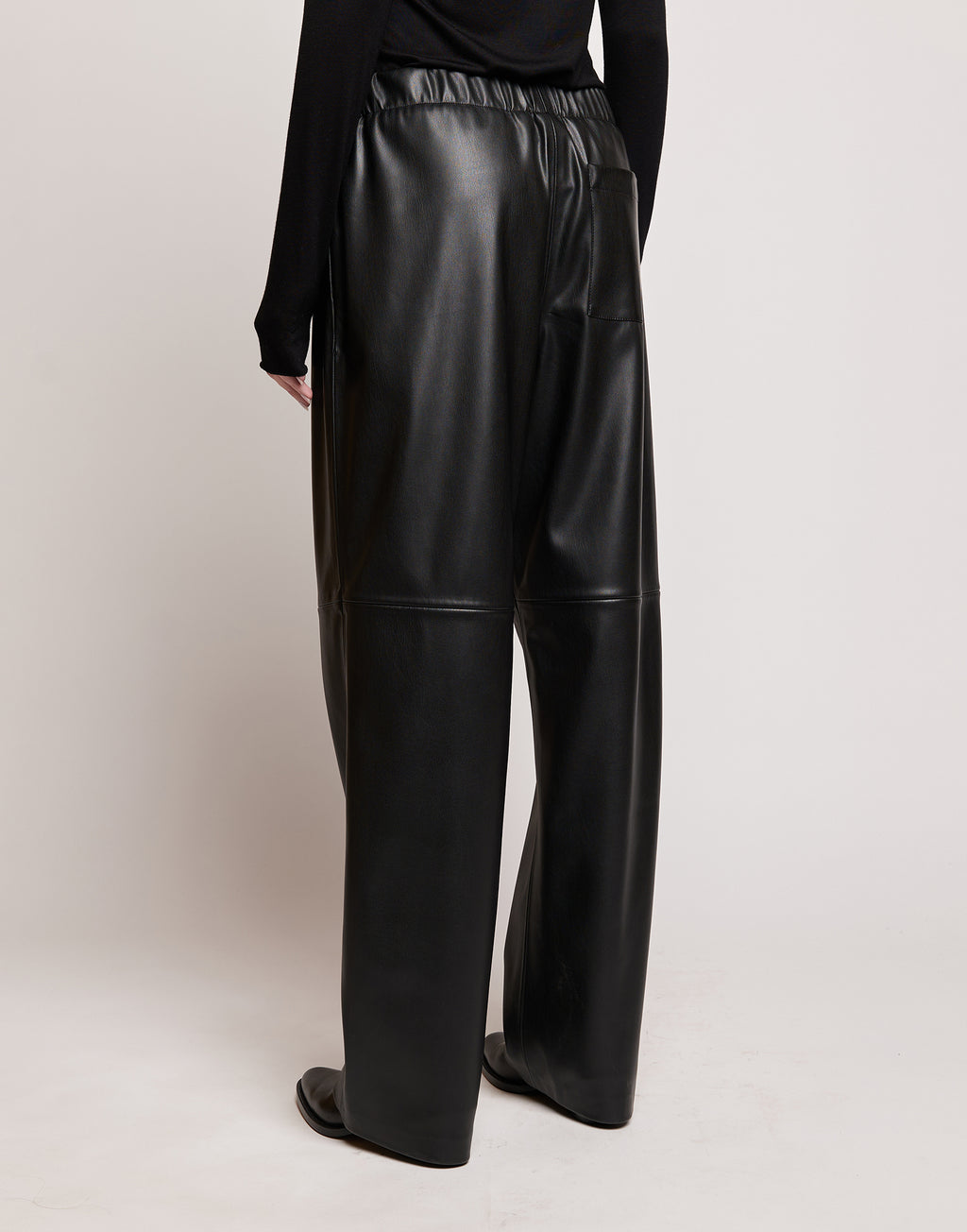 DOUUOD Pantaloni in Eco Soft Leather con Vita Elasticizzata Neri