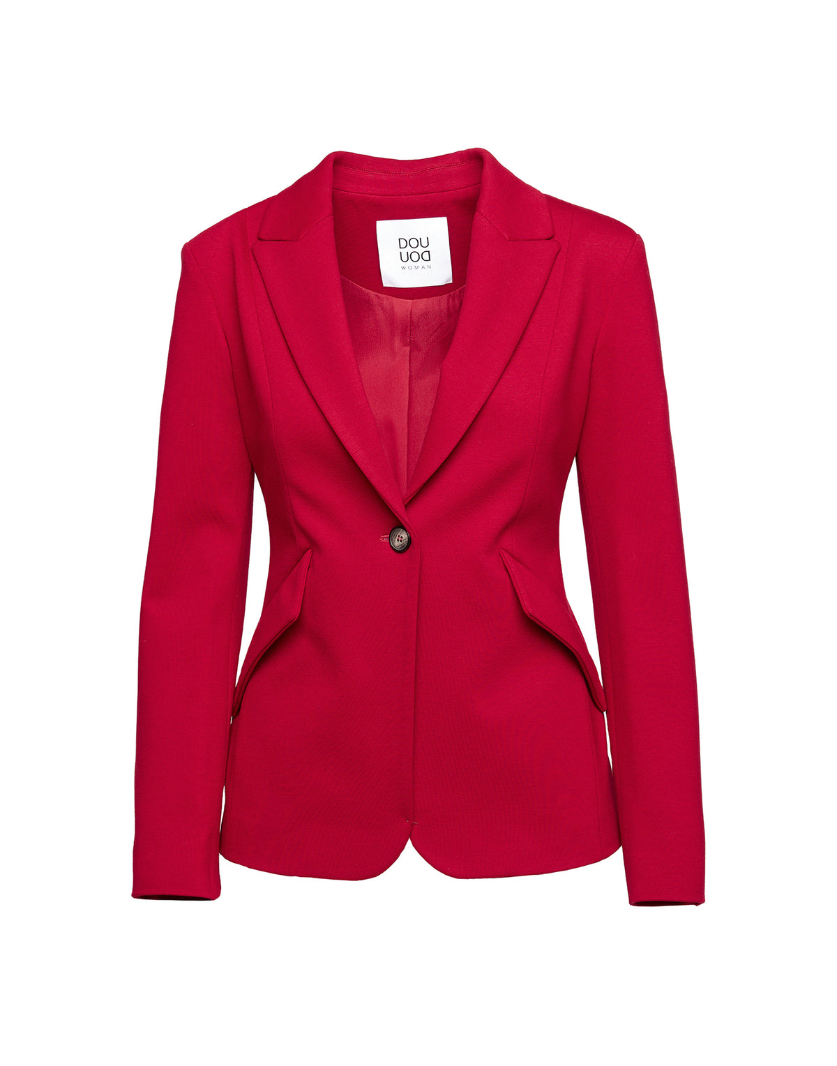 DOUUOD Blazer Sfiancato Monopetto in Punto Milano Cherry
