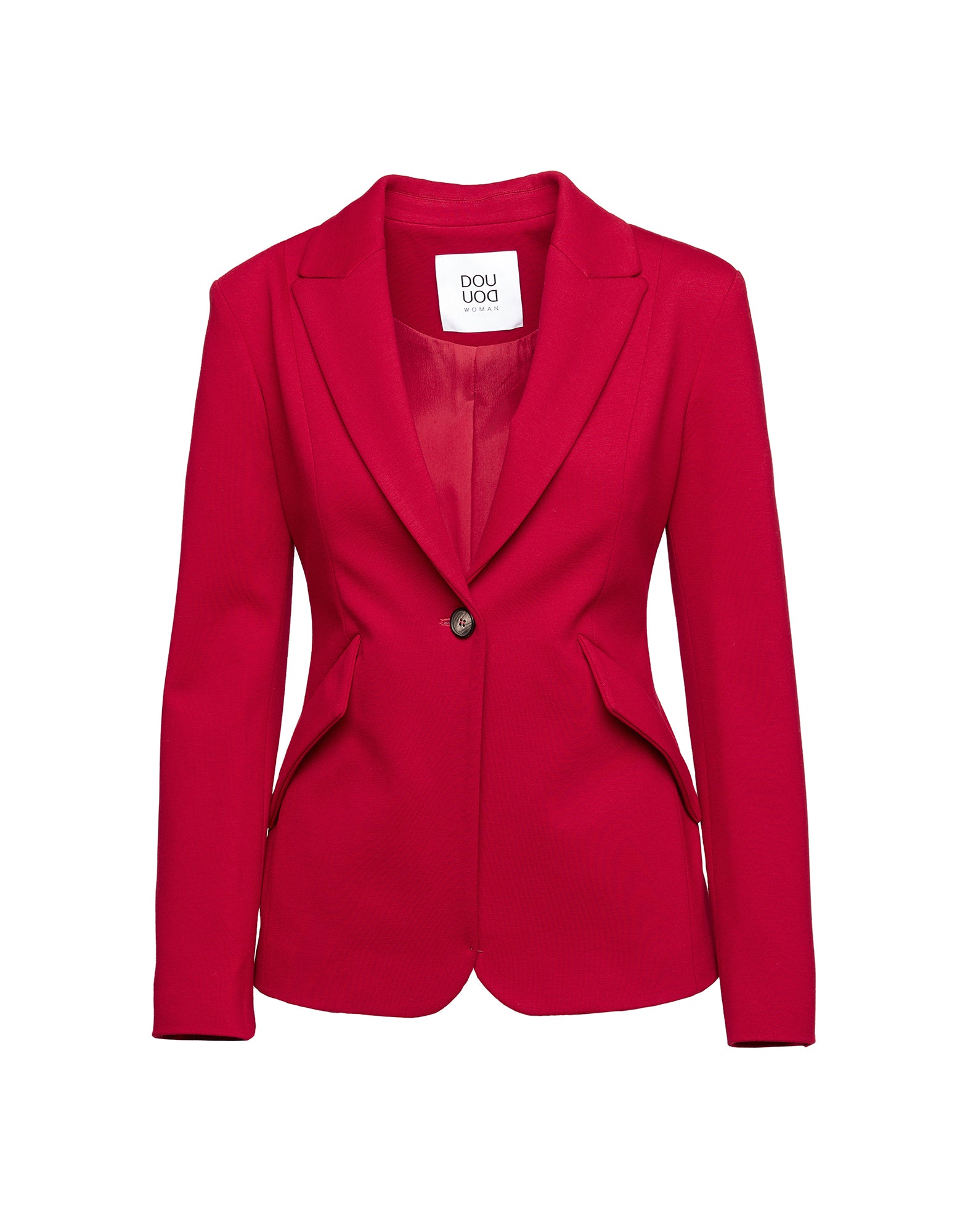 DOUUOD Blazer Sfiancato Monopetto in Punto Milano Cherry