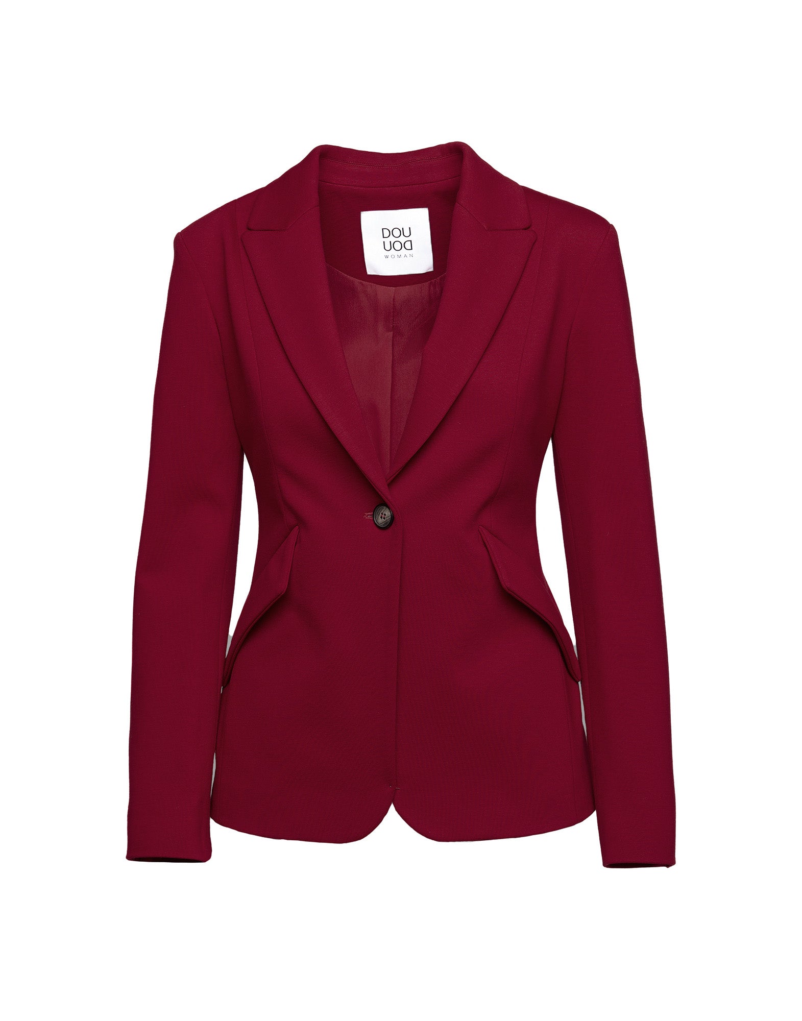 DOUUOD Blazer Sfiancato Monopetto in Punto Milano Bordeaux
