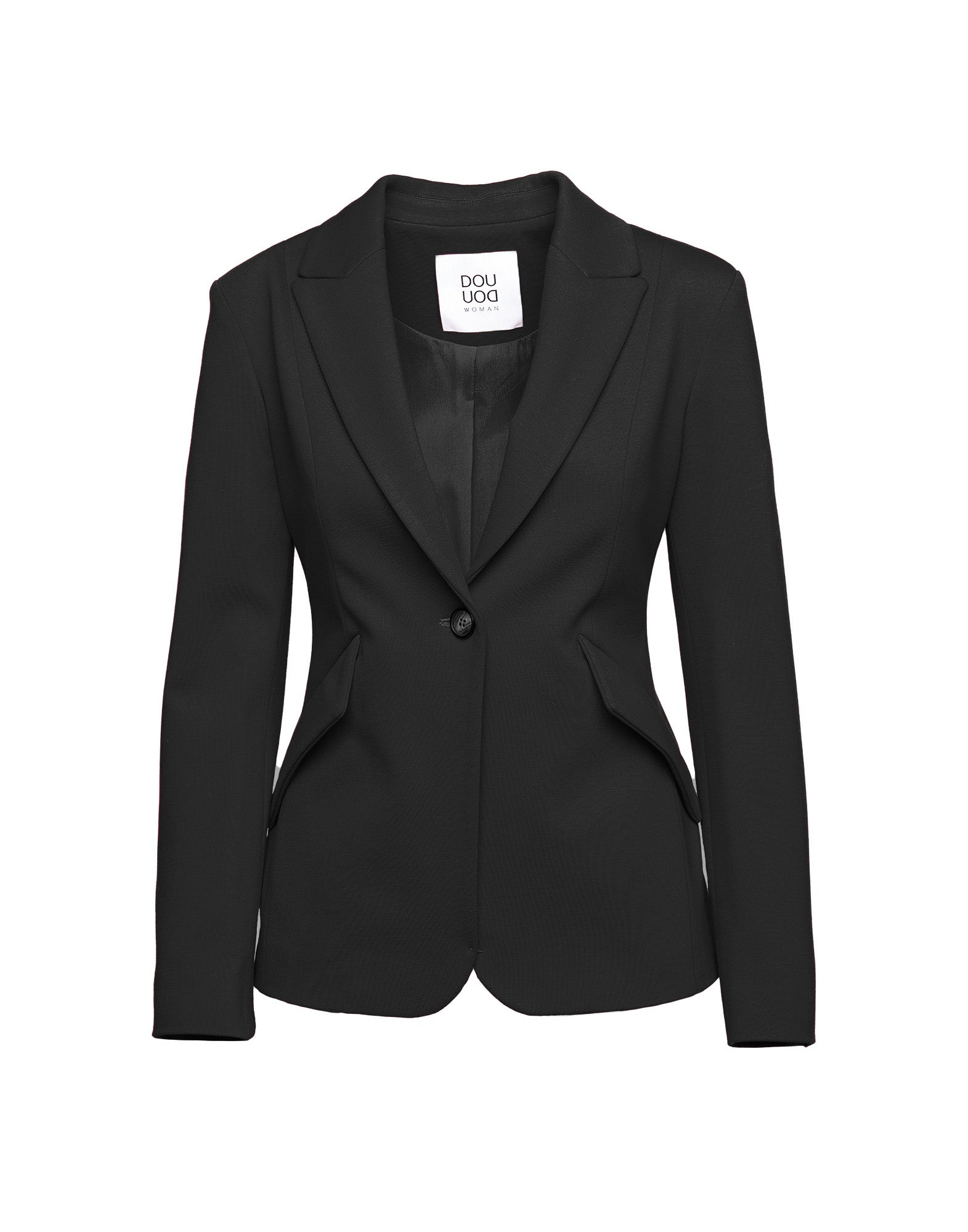 DOUUOD Blazer Sfiancato Monopetto in Punto Milano Nero