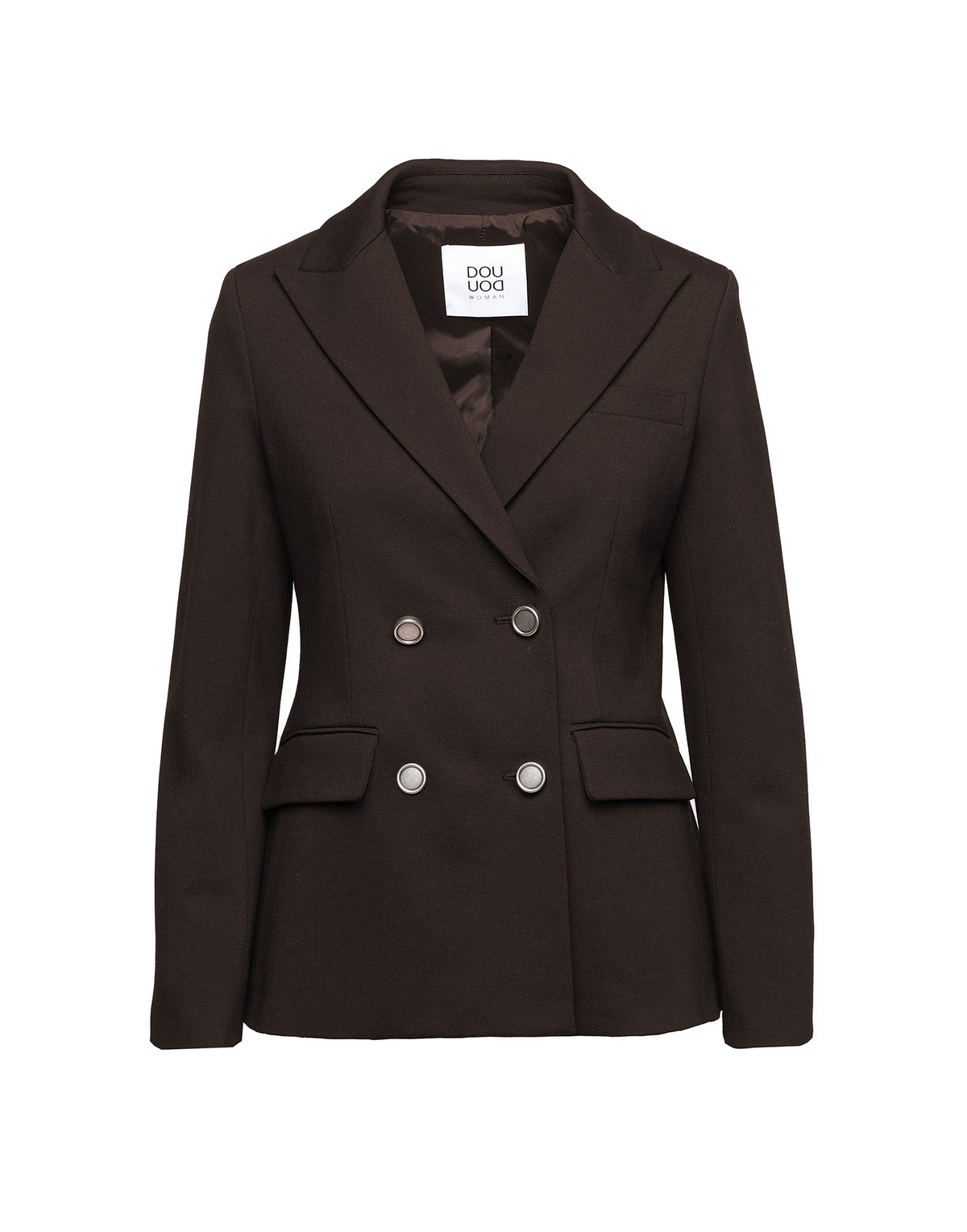 DOUUOD Blazer Doppiopetto in Punto Milano con Bottoni in Metallo Ciocco