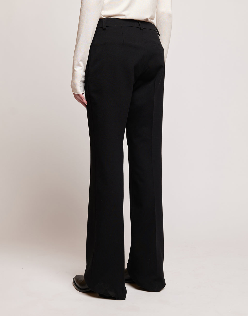 DOUUOD Pantaloni Flare in Punto Milano con Piega Neri