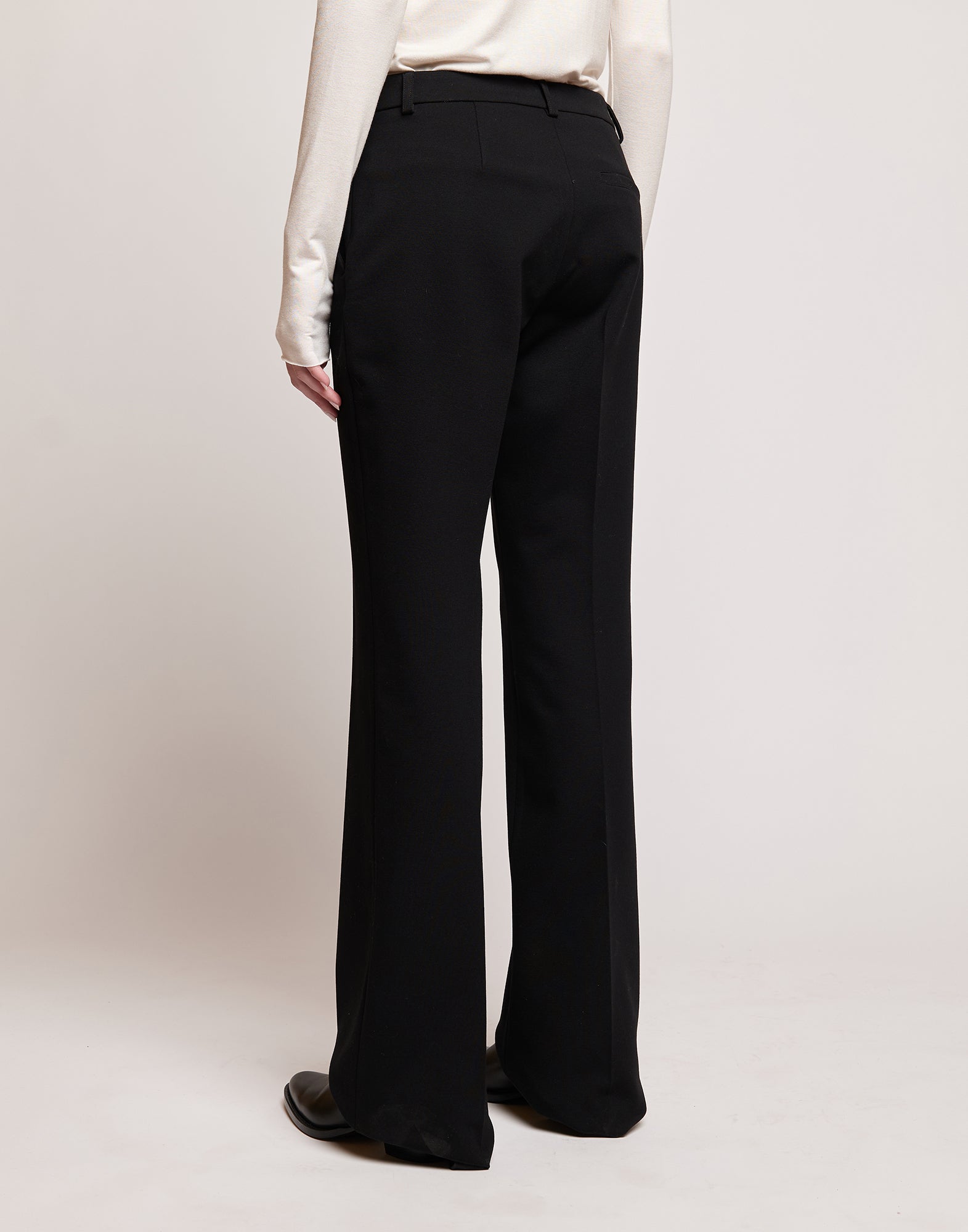 DOUUOD Pantaloni Flare in Punto Milano con Piega Neri