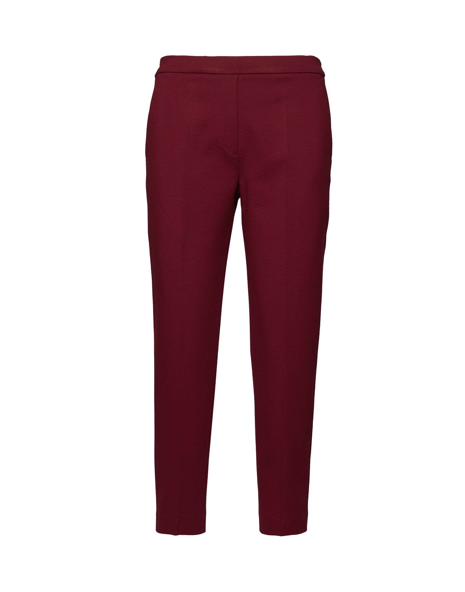 DOUUOD Pantaloni Dritti in Punto Milano con Piega Bordeaux