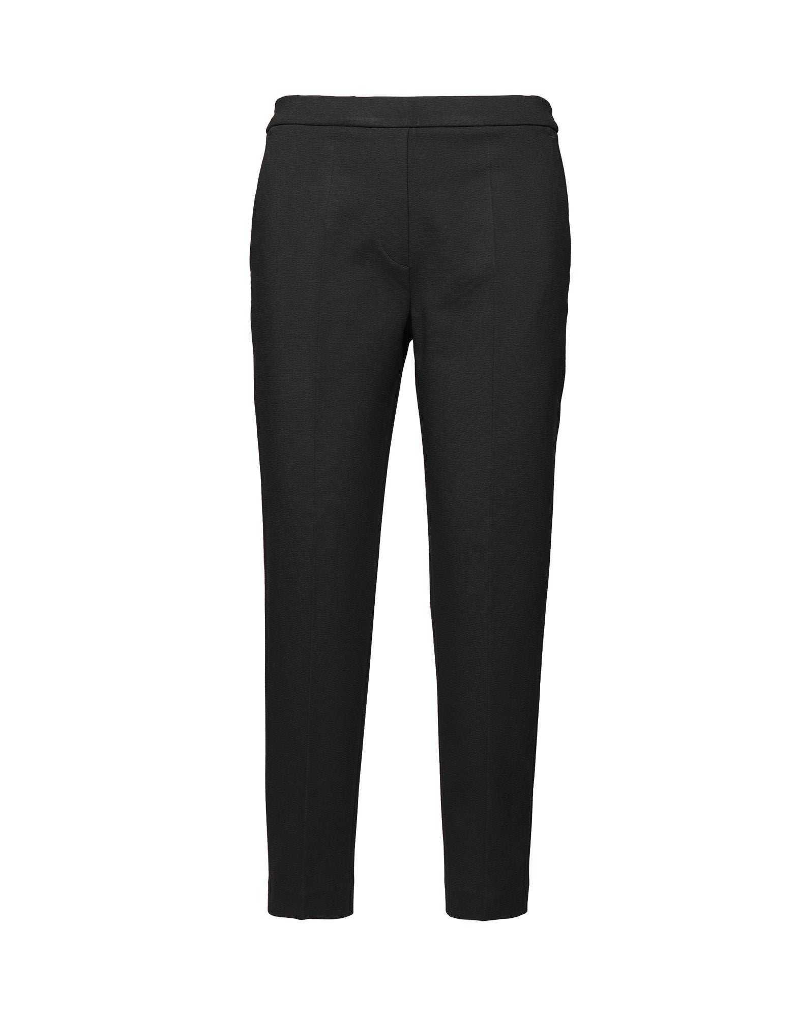 DOUUOD Pantaloni Dritti in Punto Milano con Piega Neri