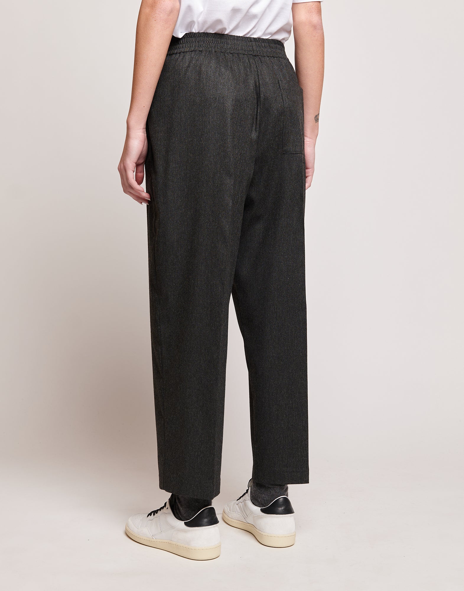 DOUUOD Pantaloni in Flanella Stretch con Vita Elasticizzata Grigio Antracite