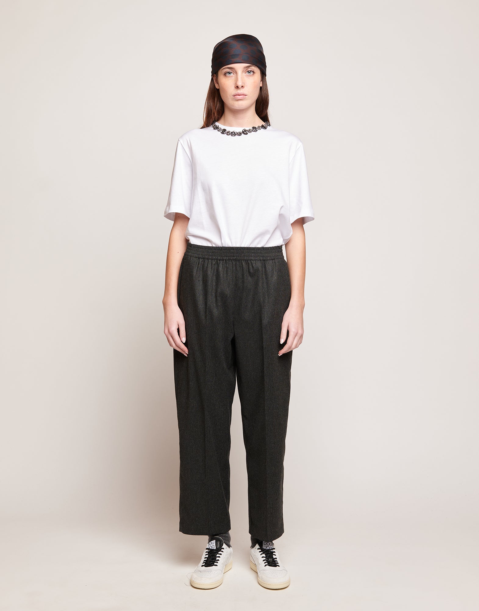 DOUUOD Pantaloni in Flanella Stretch con Vita Elasticizzata Grigio Antracite