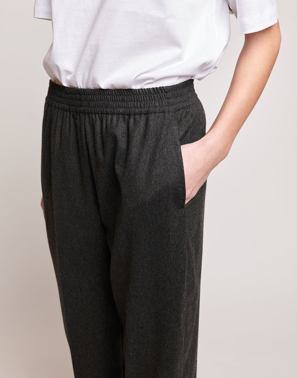 DOUUOD Pantaloni in Flanella Stretch con Vita Elasticizzata Grigio Antracite