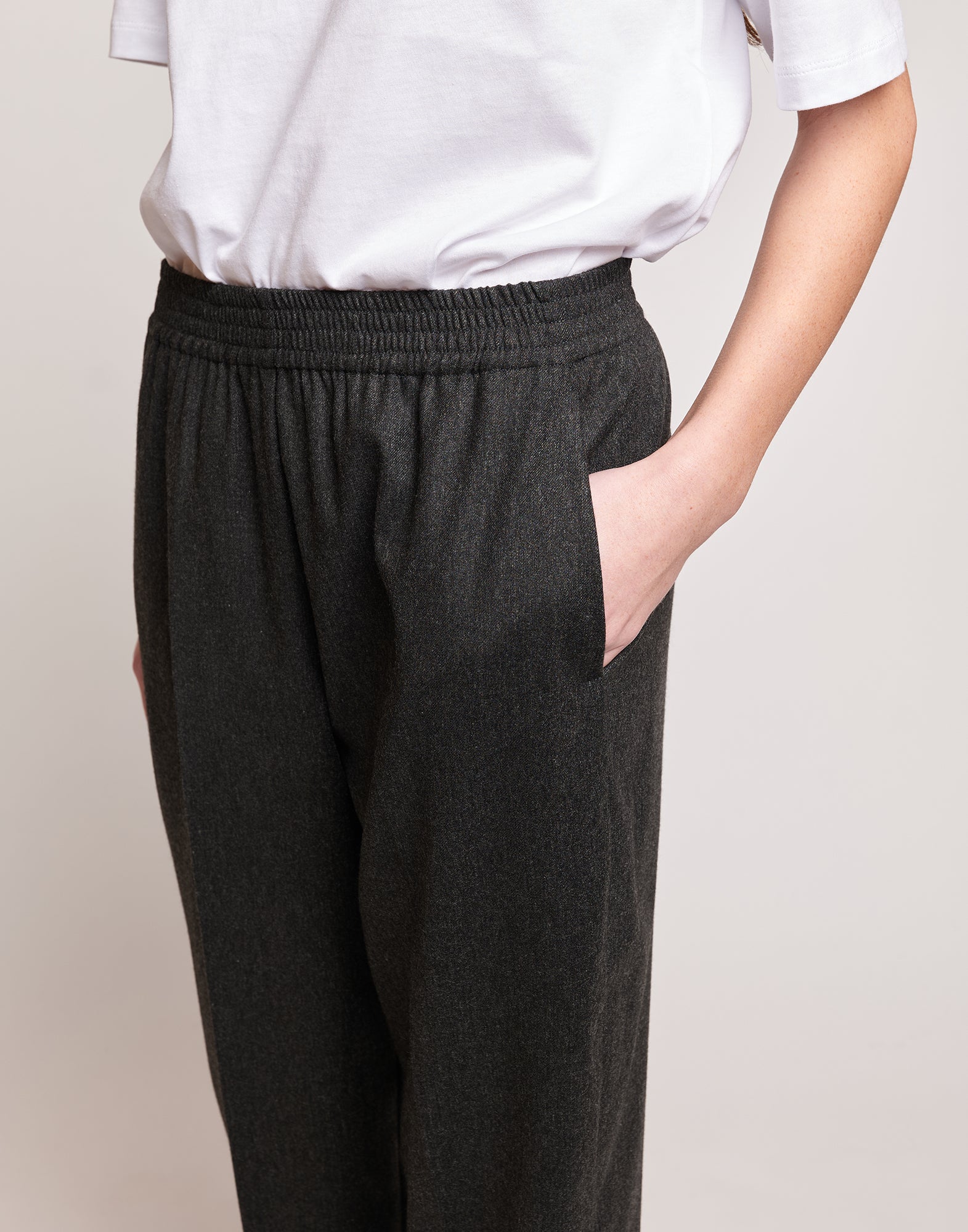 DOUUOD Pantaloni in Flanella Stretch con Vita Elasticizzata Grigio Antracite