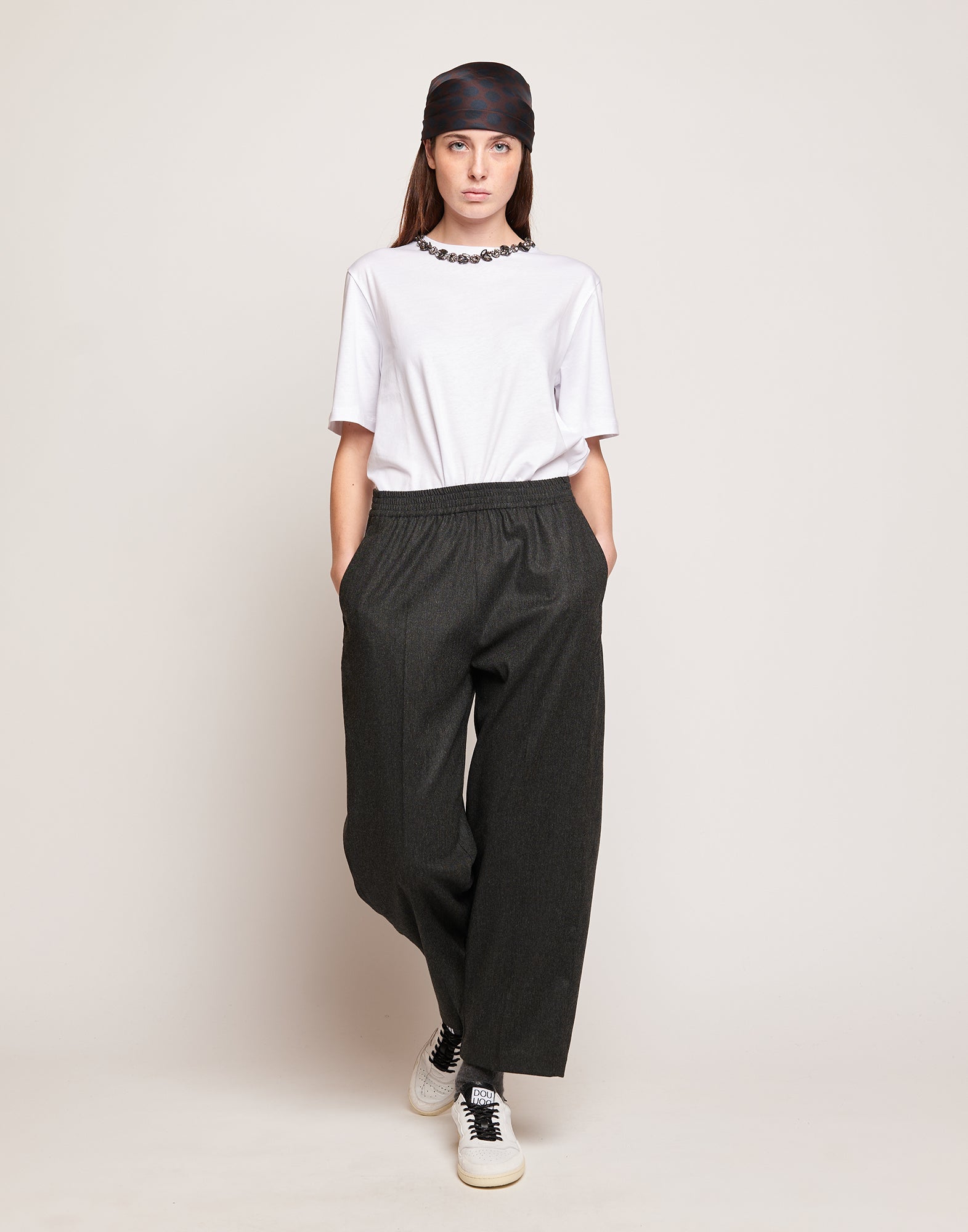 DOUUOD Pantaloni in Flanella Stretch con Vita Elasticizzata Grigio Antracite