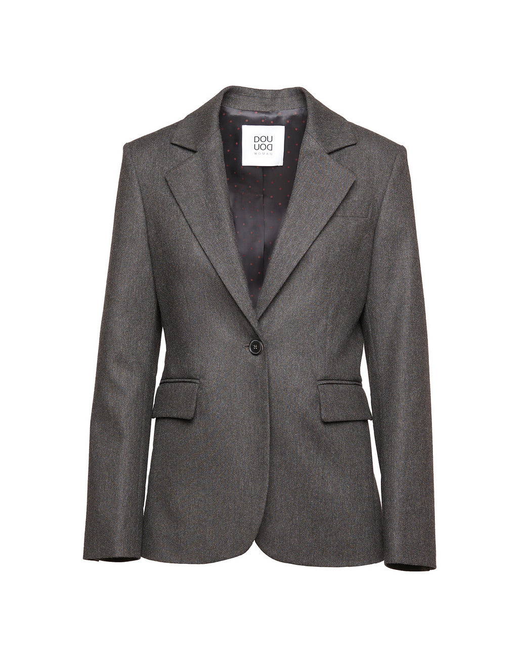 DOUUOD Blazer Monopetto in Flanella Stretch con Rever Grigio Antracite