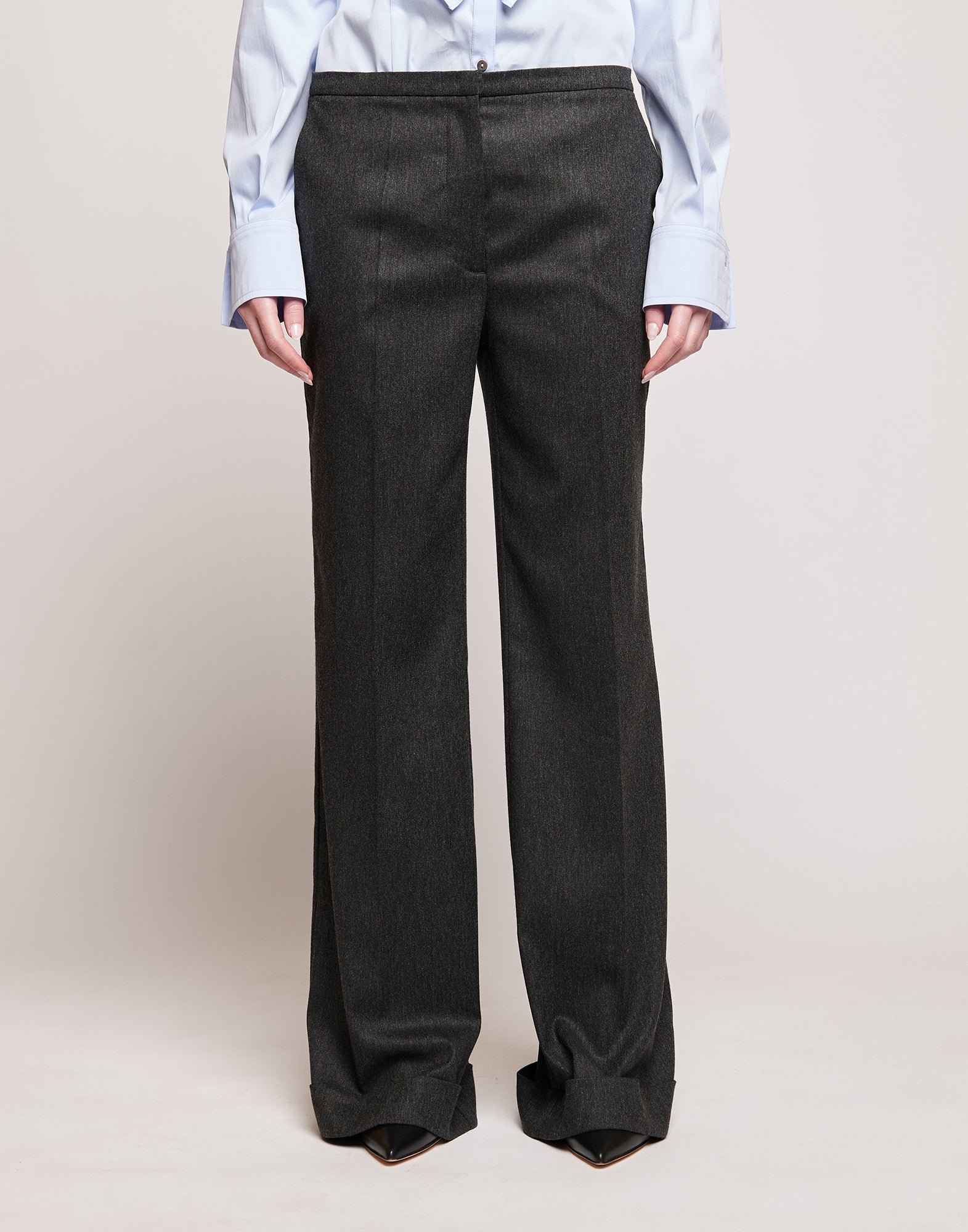 DOUUOD Pantaloni in Flanella Stretch con Gamba Dritta Grigio Antracite