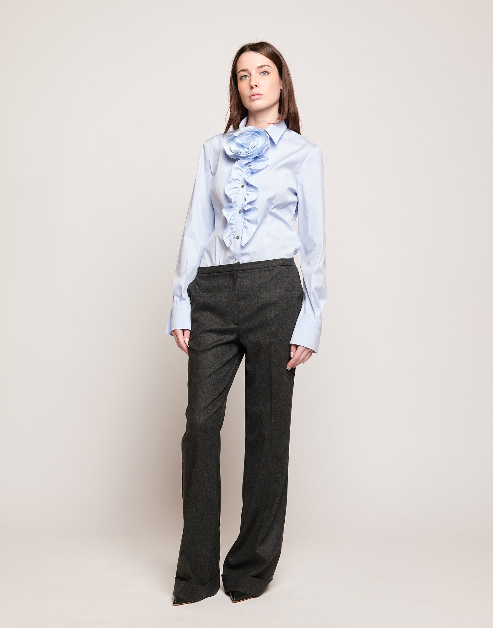 DOUUOD Pantaloni in Flanella Stretch con Gamba Dritta Grigio Antracite