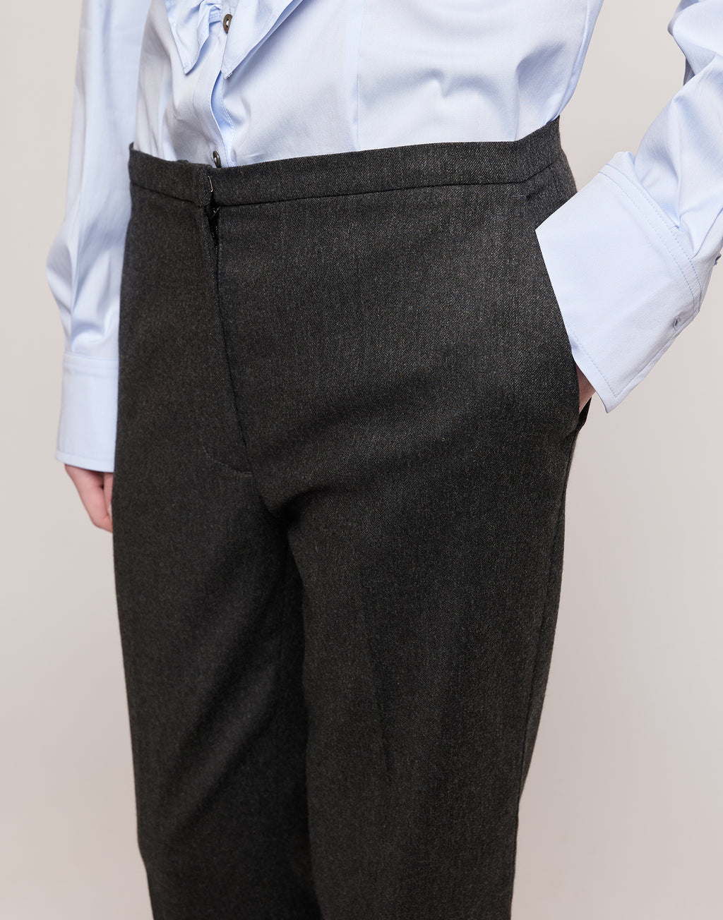 DOUUOD Pantaloni in Flanella Stretch con Gamba Dritta Grigio Antracite