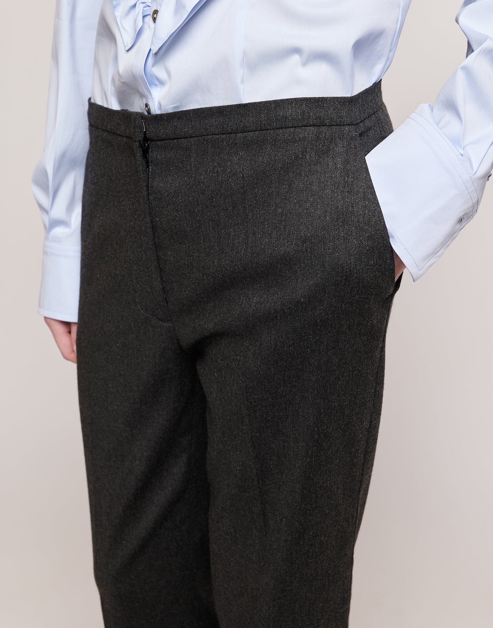 DOUUOD Pantaloni in Flanella Stretch con Gamba Dritta Grigio Antracite