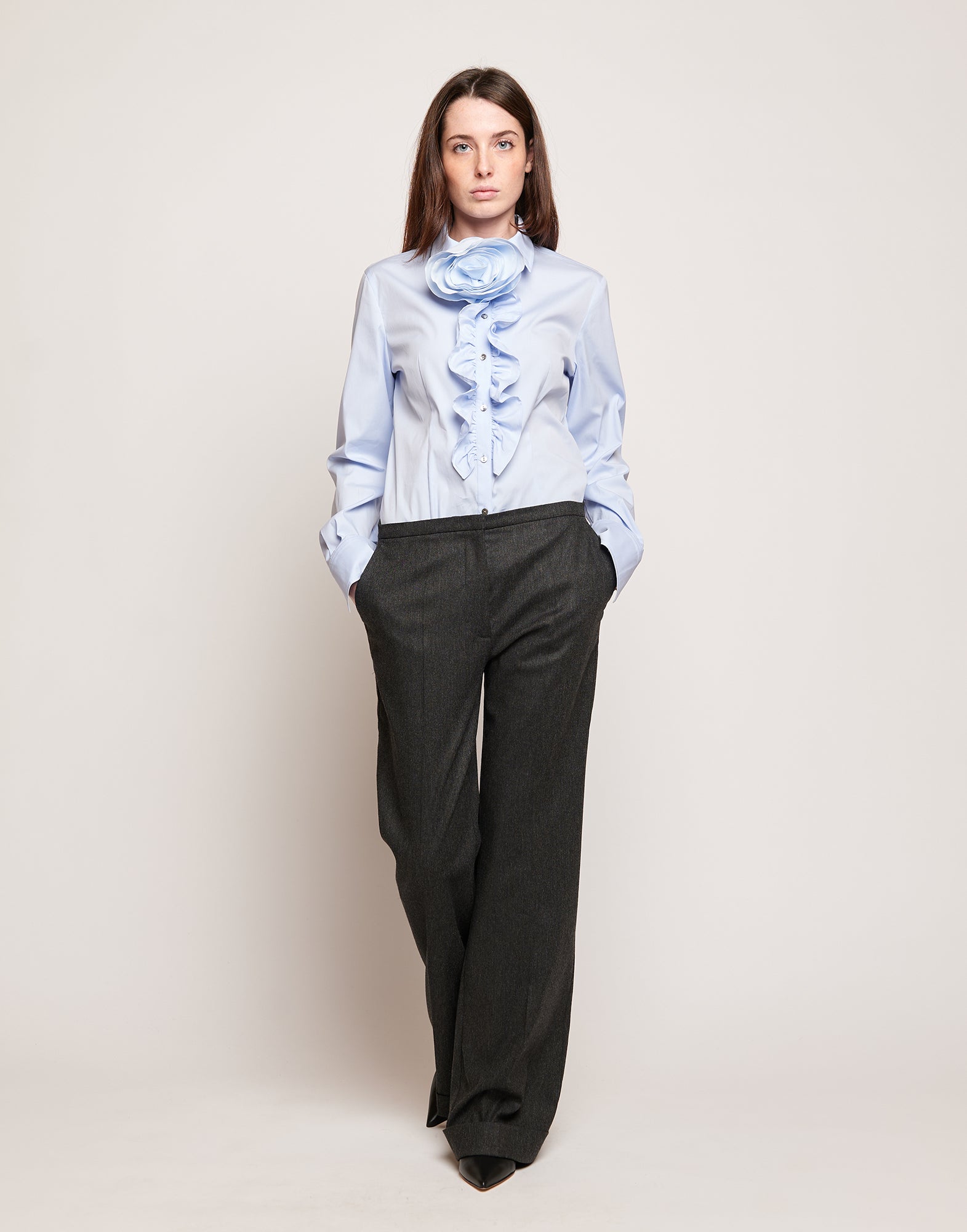 DOUUOD Pantaloni in Flanella Stretch con Gamba Dritta Grigio Antracite