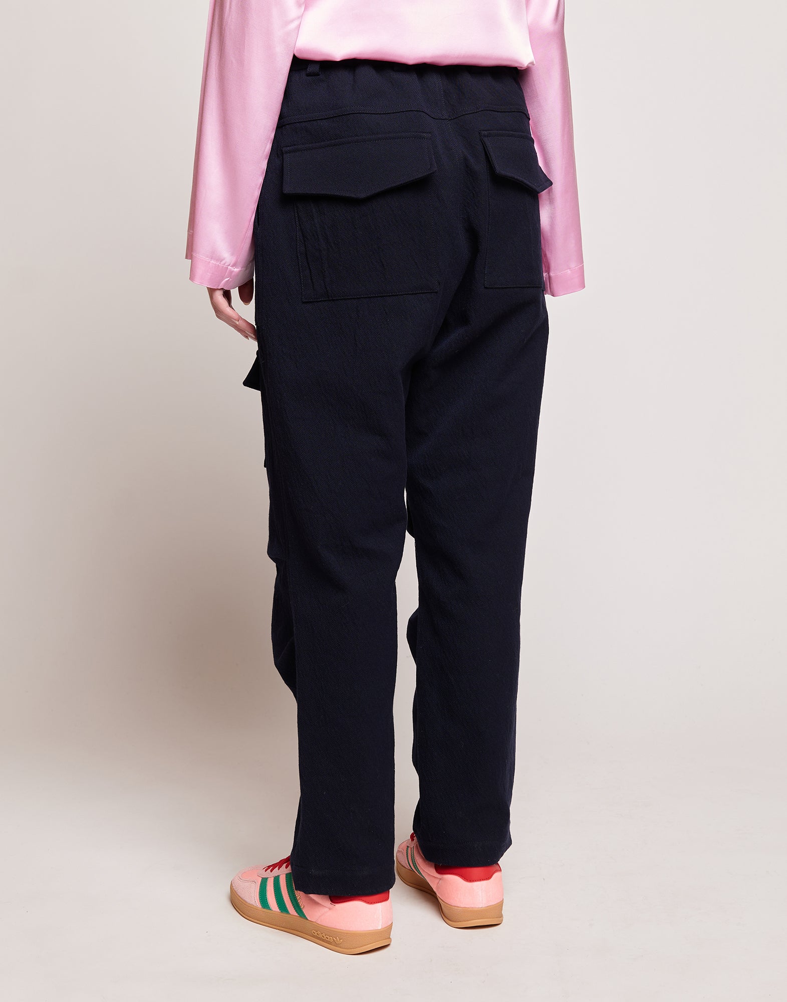 DOUUOD Pantaloni Cargo in Tricotina Trickled Washed