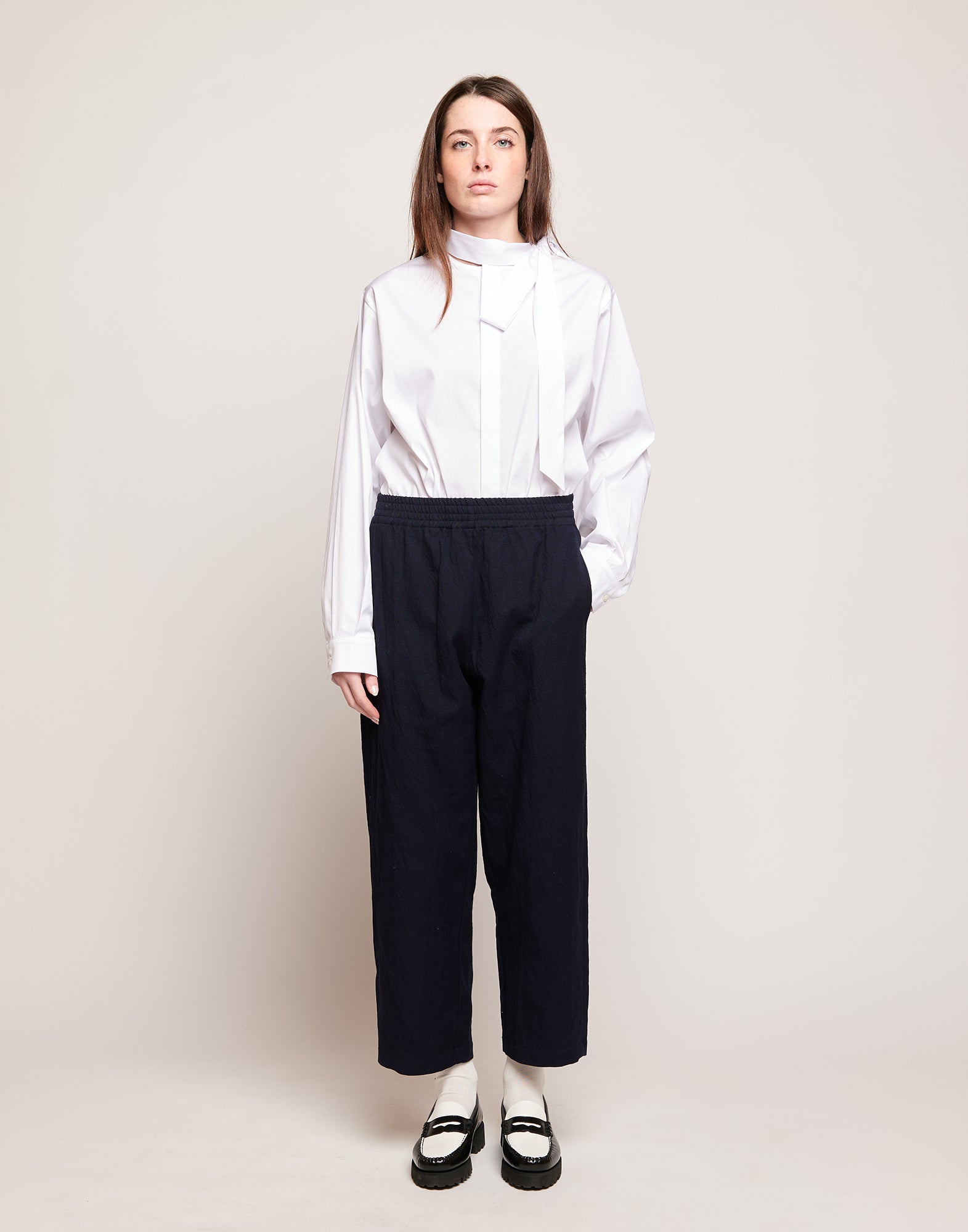 DOUUOD Pantaloni in Tricotina Crincle Washed