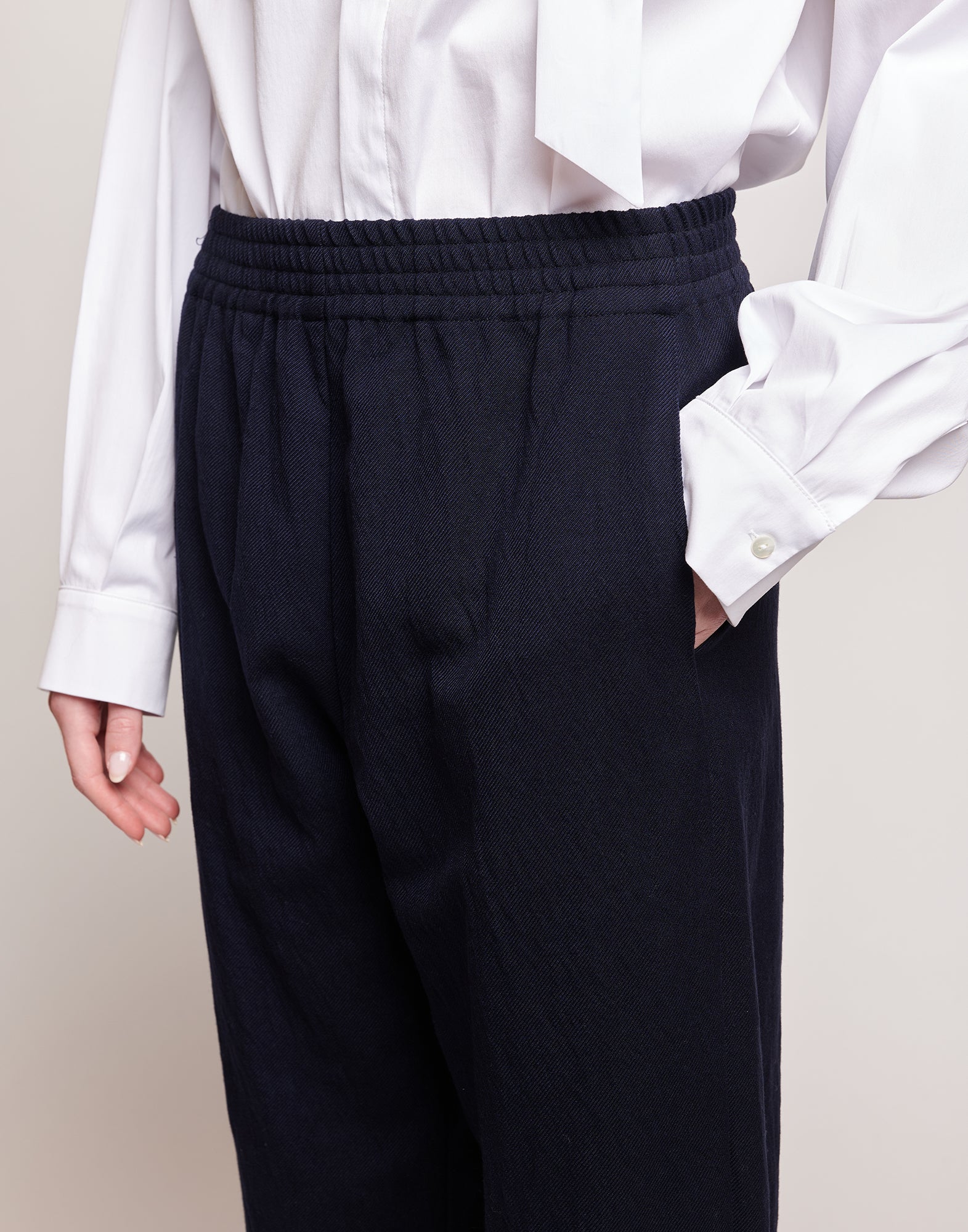 DOUUOD Pantaloni in Tricotina Crincle Washed