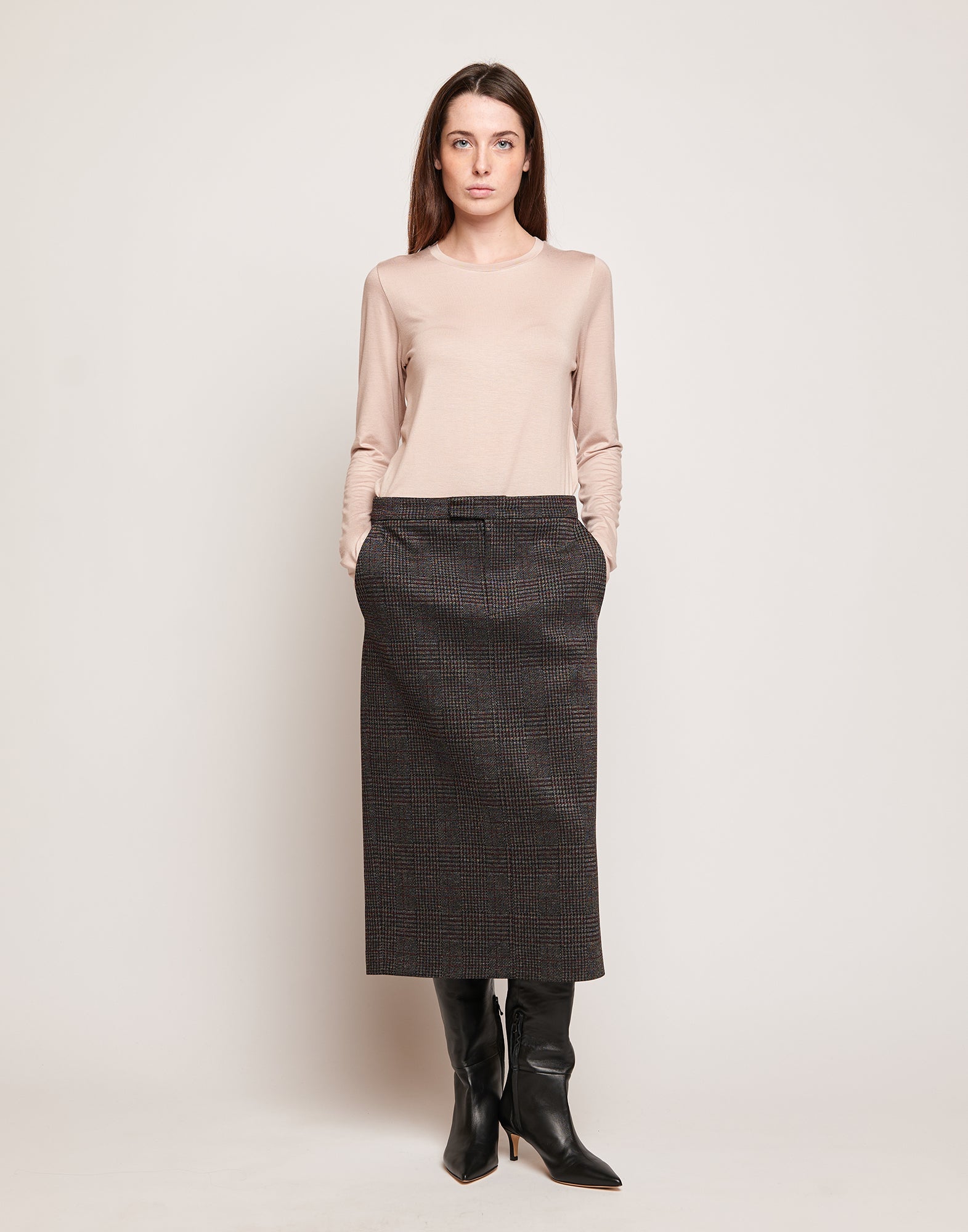 DOUUOD Gonna Longuette in Galles Jacquard