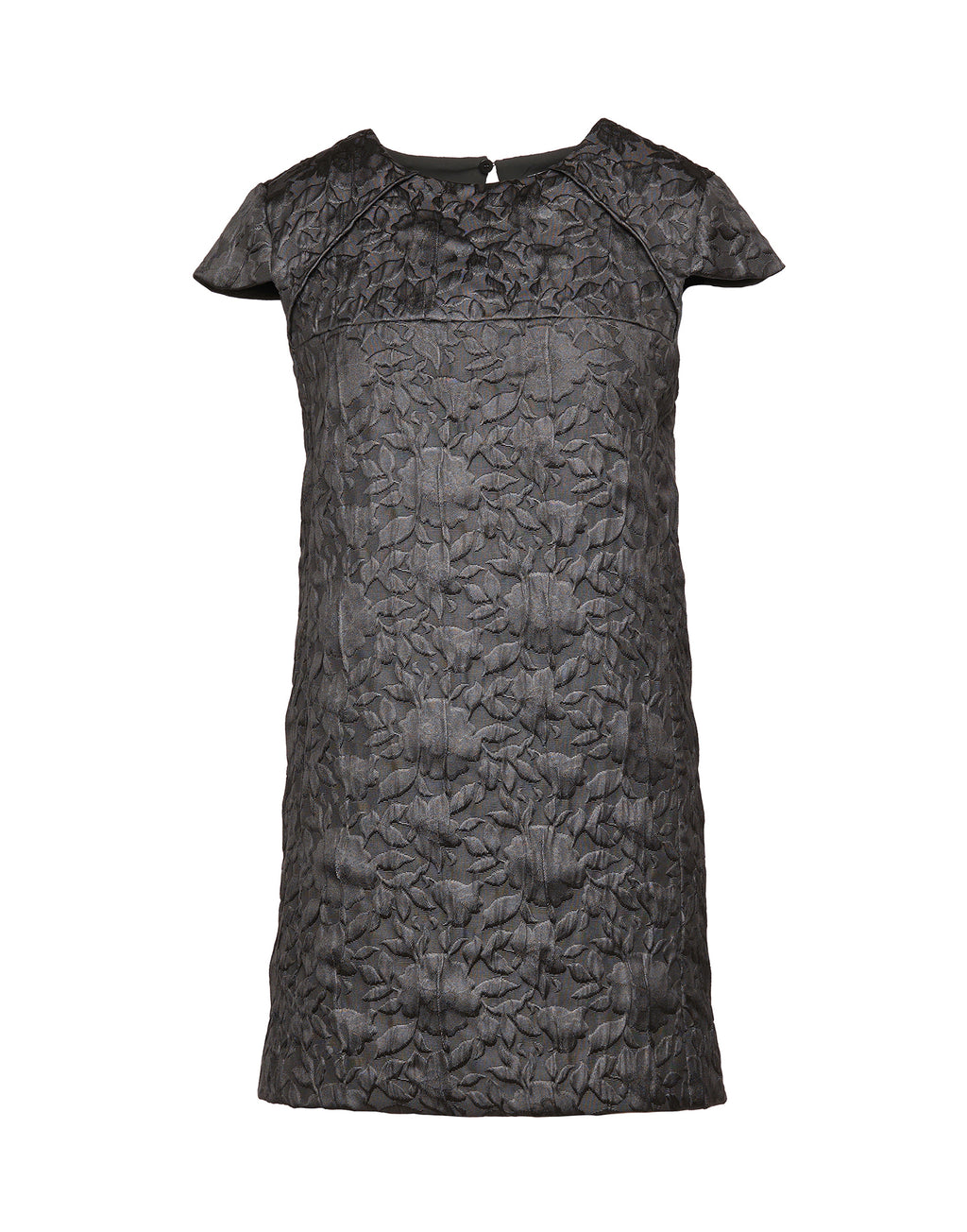 DOUUOD Abito in Tessuto Matelassé Floreale Nero