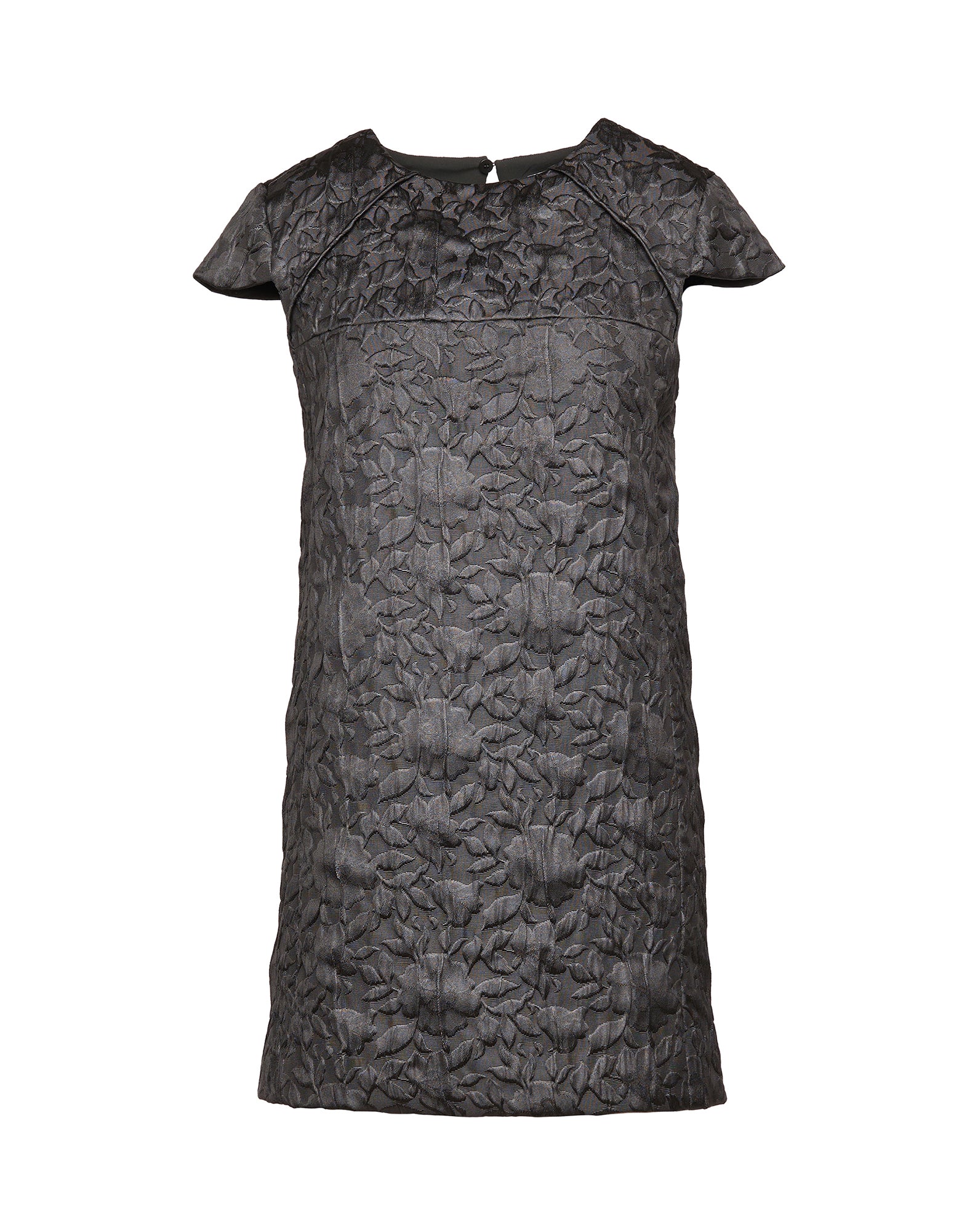 DOUUOD Abito in Tessuto Matelassé Floreale Nero