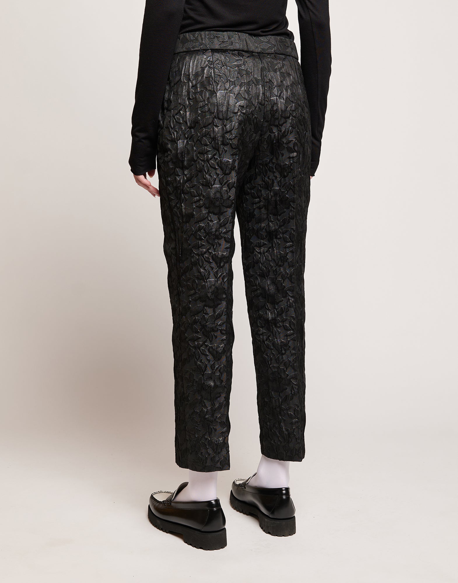 DOUUOD Pantaloni in Matelassé Floreale Cinzato