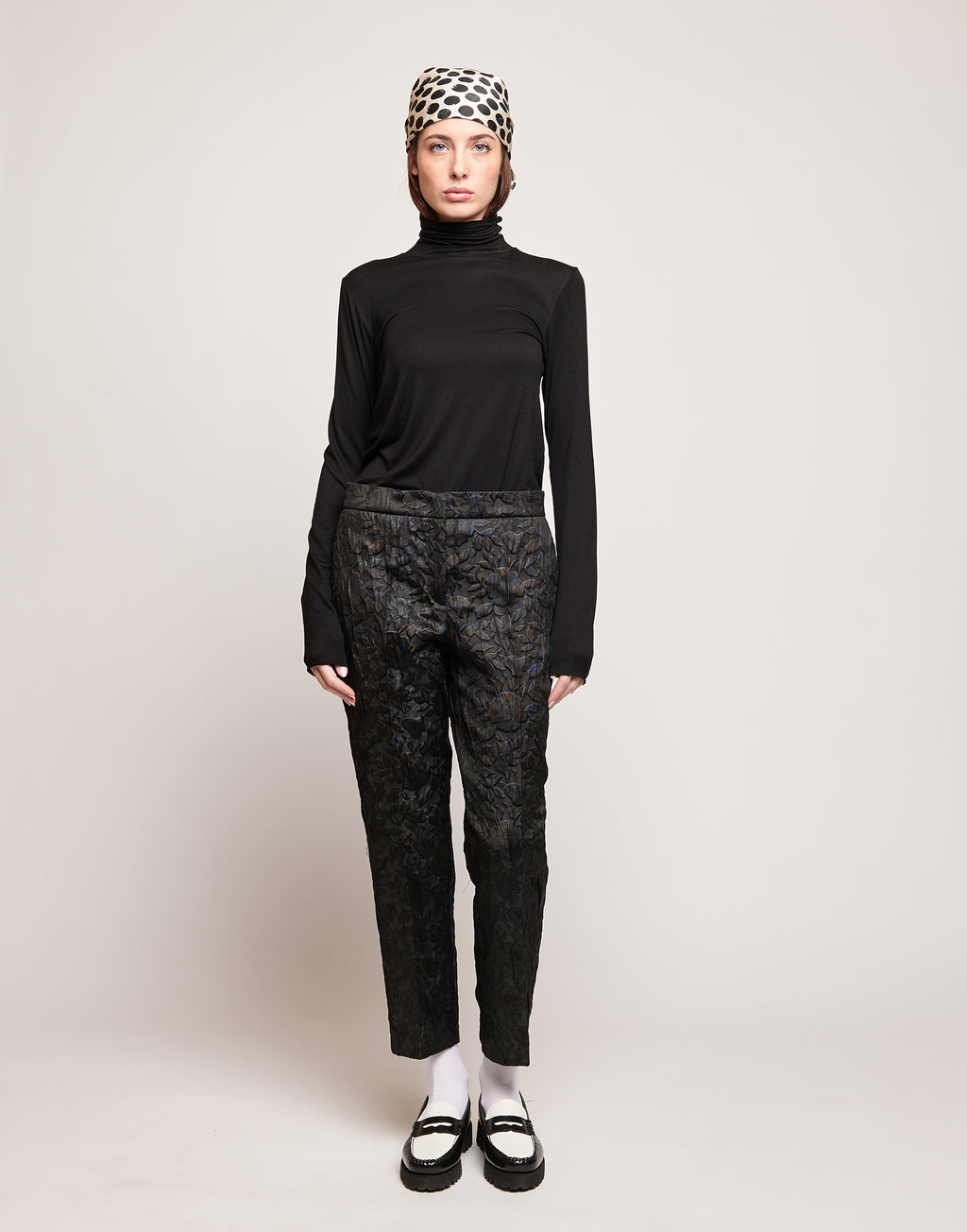 DOUUOD Pantaloni in Matelassé Floreale Cinzato