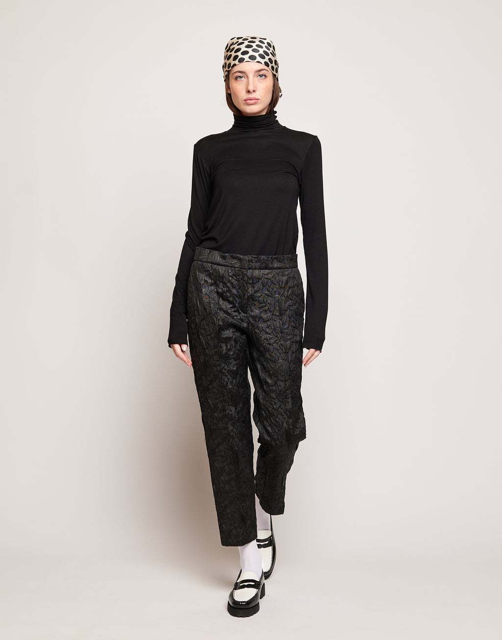 DOUUOD Pantaloni in Matelassé Floreale Cinzato
