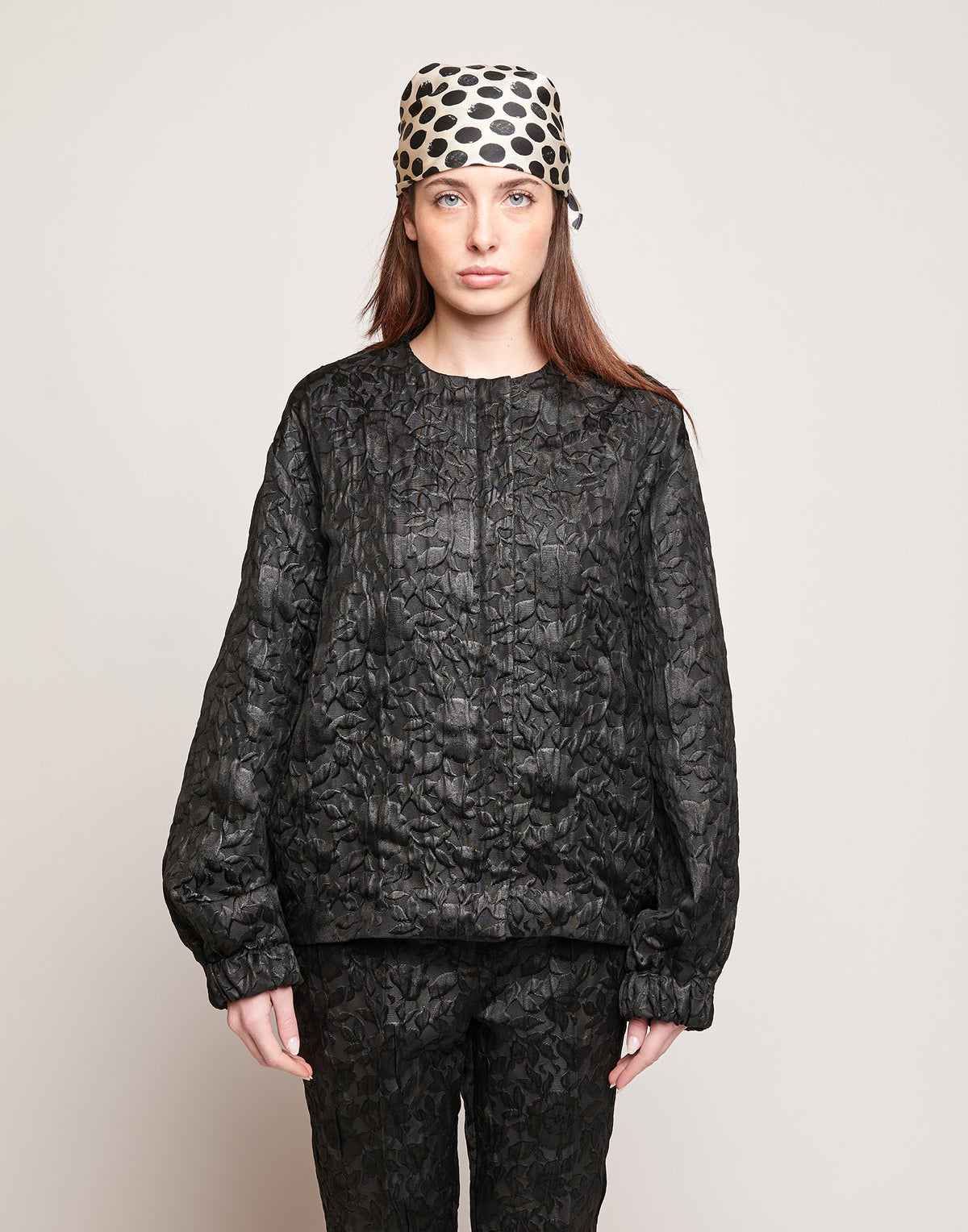 DOUUOD Bomber in Matelassé Floreale Cinzato