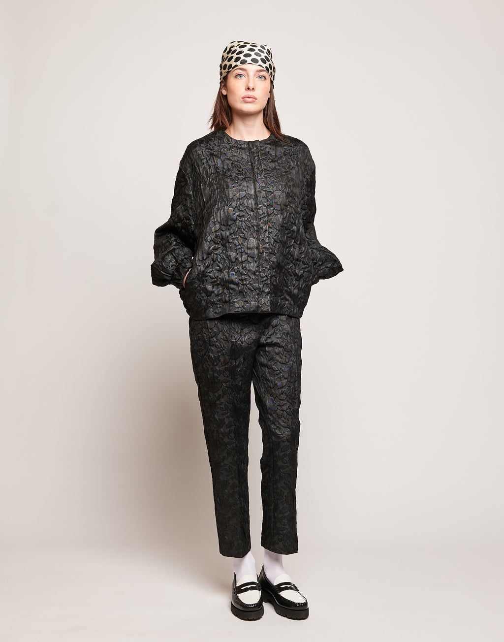 DOUUOD Bomber in Matelassé Floreale Cinzato