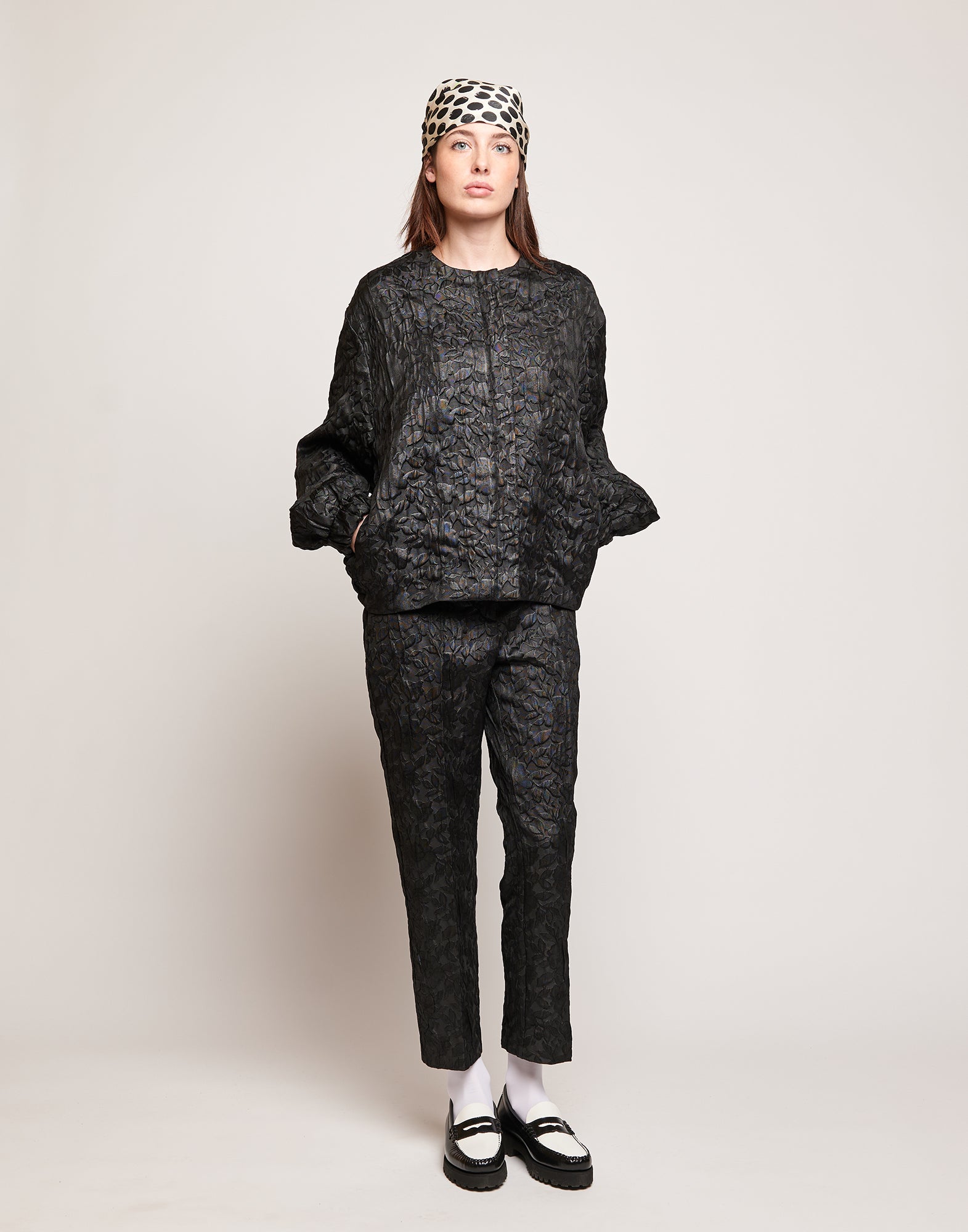 DOUUOD Bomber in Matelassé Floreale Cinzato