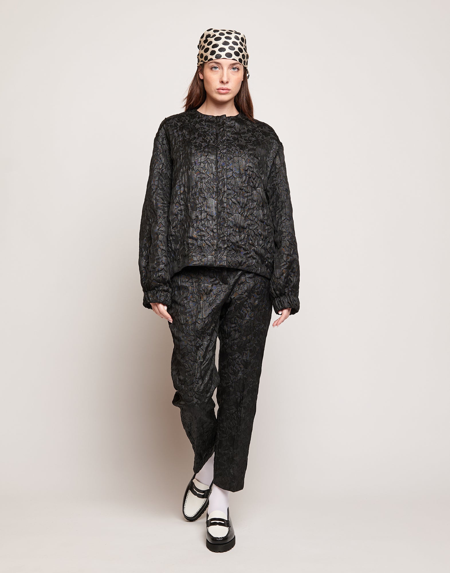 DOUUOD Bomber in Matelassé Floreale Cinzato