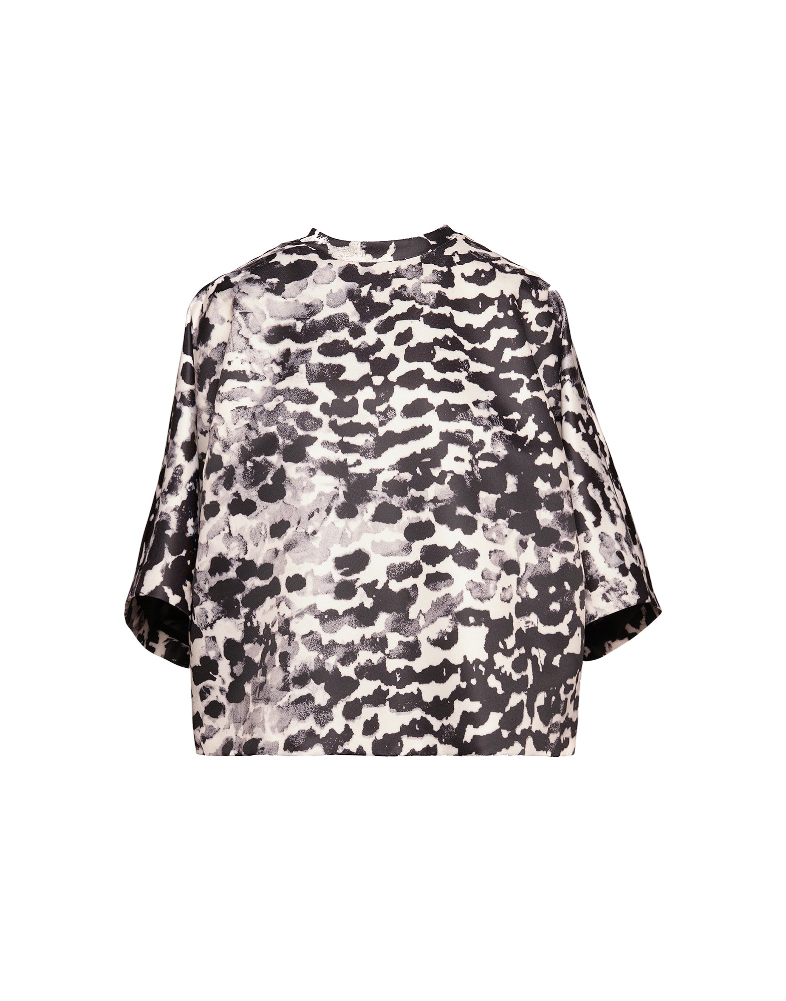 DOUUOD Casacca Kimono in Duchesse Stampata Maculata