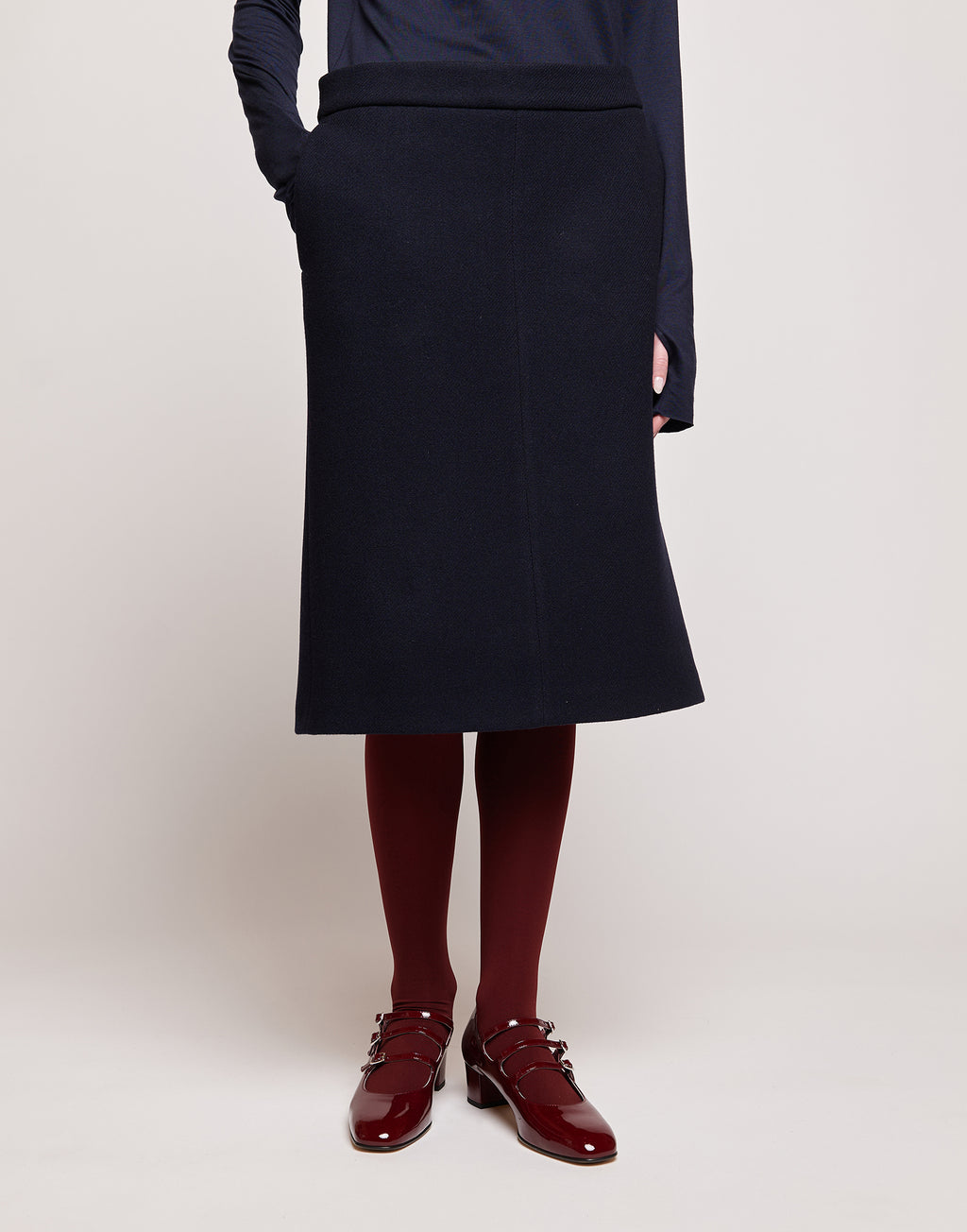 DOUUOD Gonna in Double Twill Sostenibile Oltremare