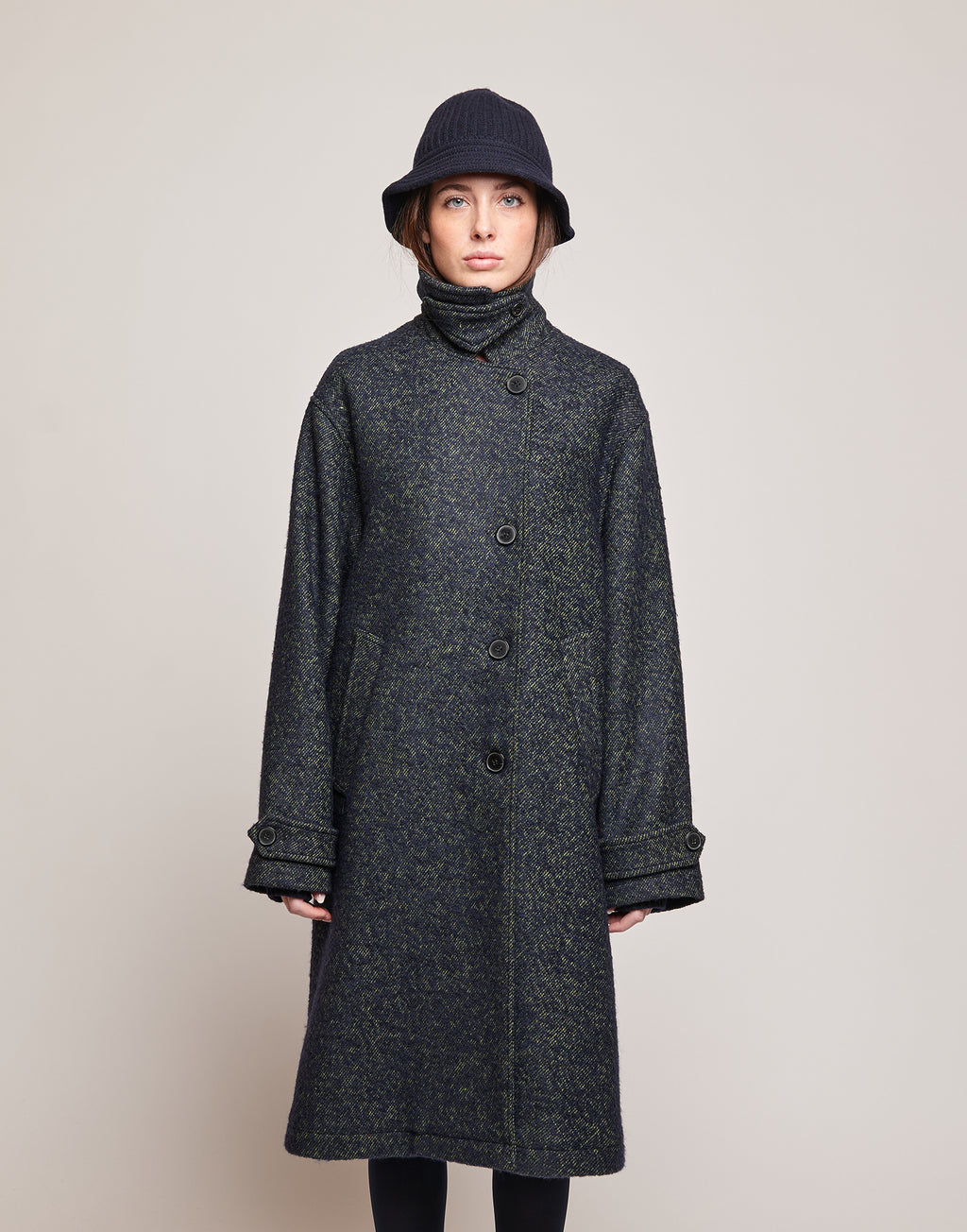 DOUUOD Cappotto Maschile in Doppio Diagonale Bouclé