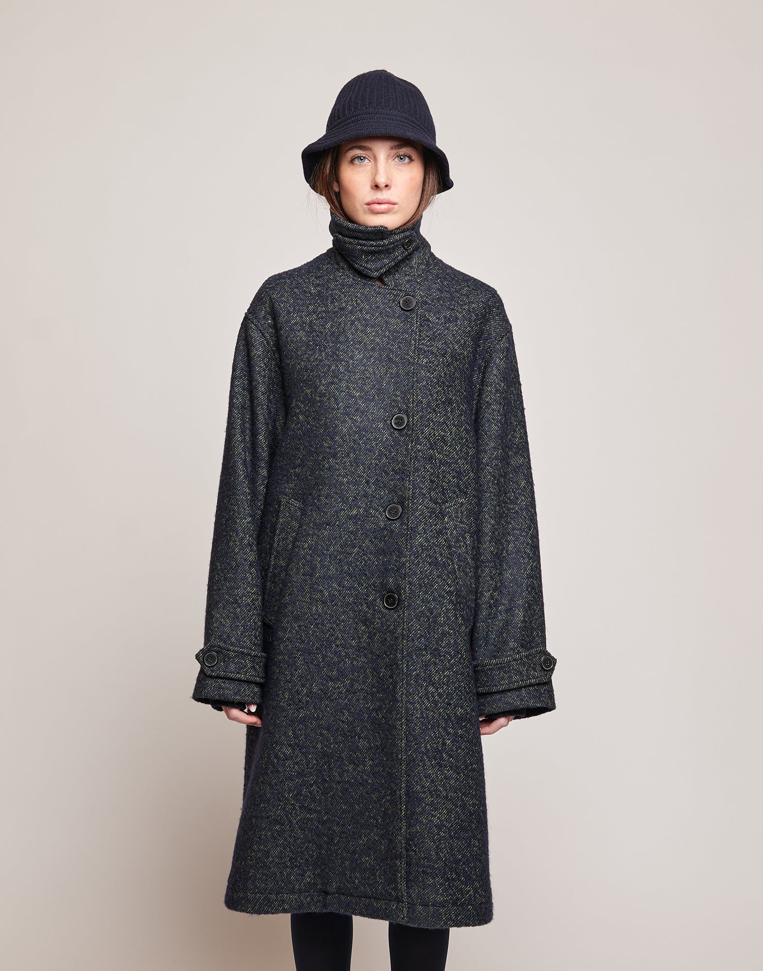 DOUUOD Cappotto Maschile in Doppio Diagonale Bouclé
