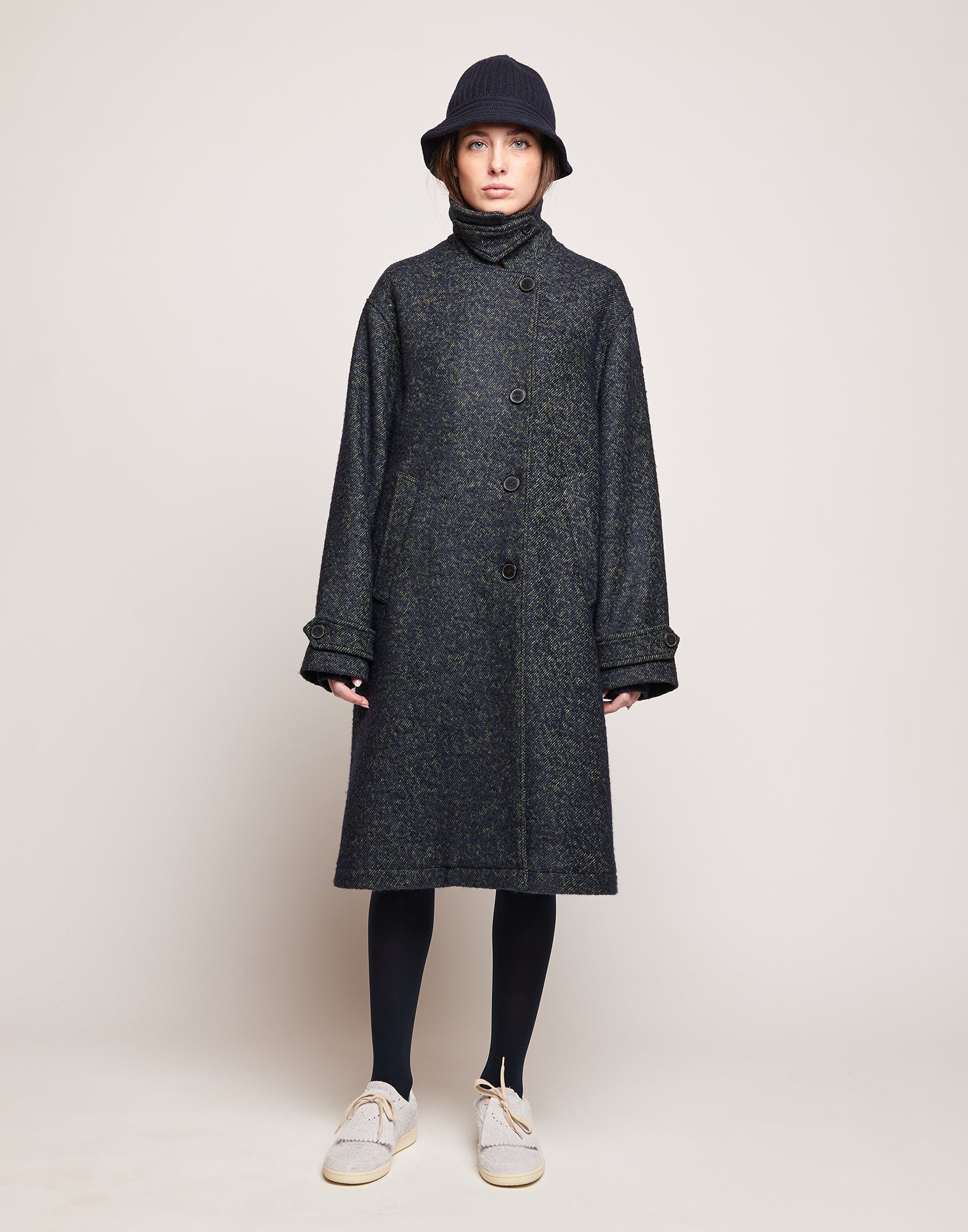 DOUUOD Cappotto Maschile in Doppio Diagonale Bouclé