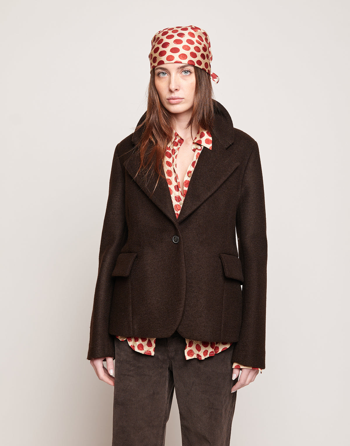 DOUUOD Giacca Monopetto in Neoprene Warm Jersey Ciocco