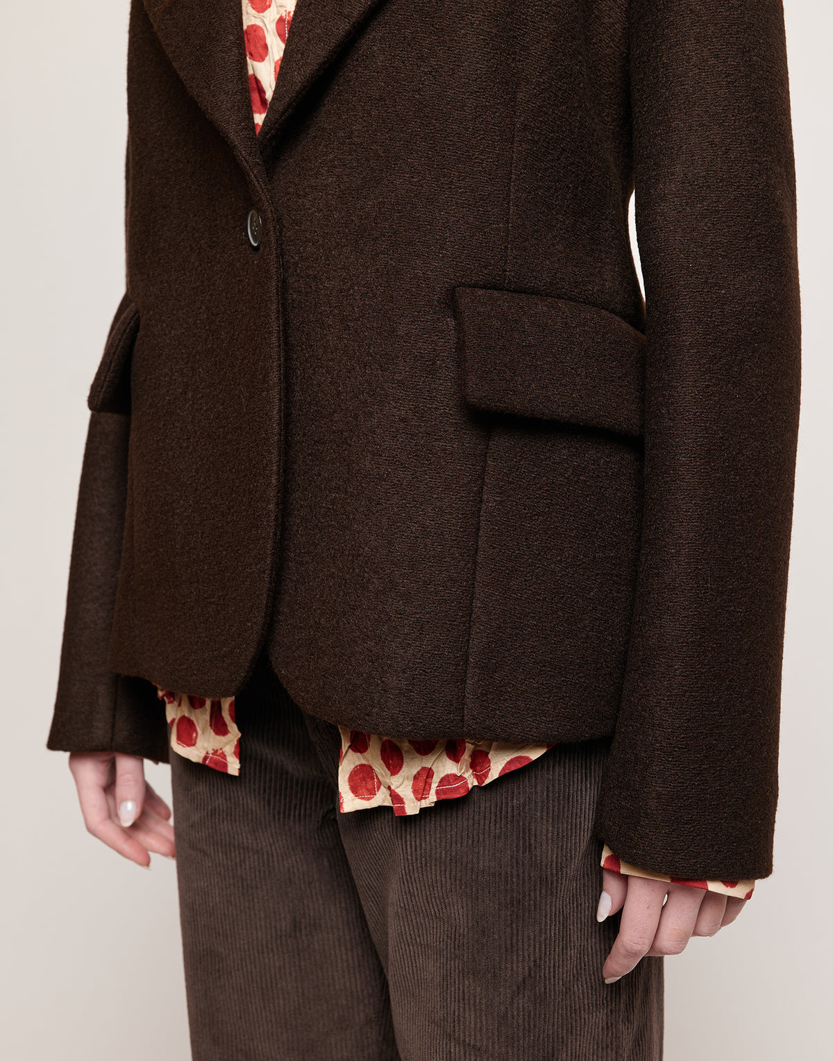 DOUUOD Giacca Monopetto in Neoprene Warm Jersey Ciocco
