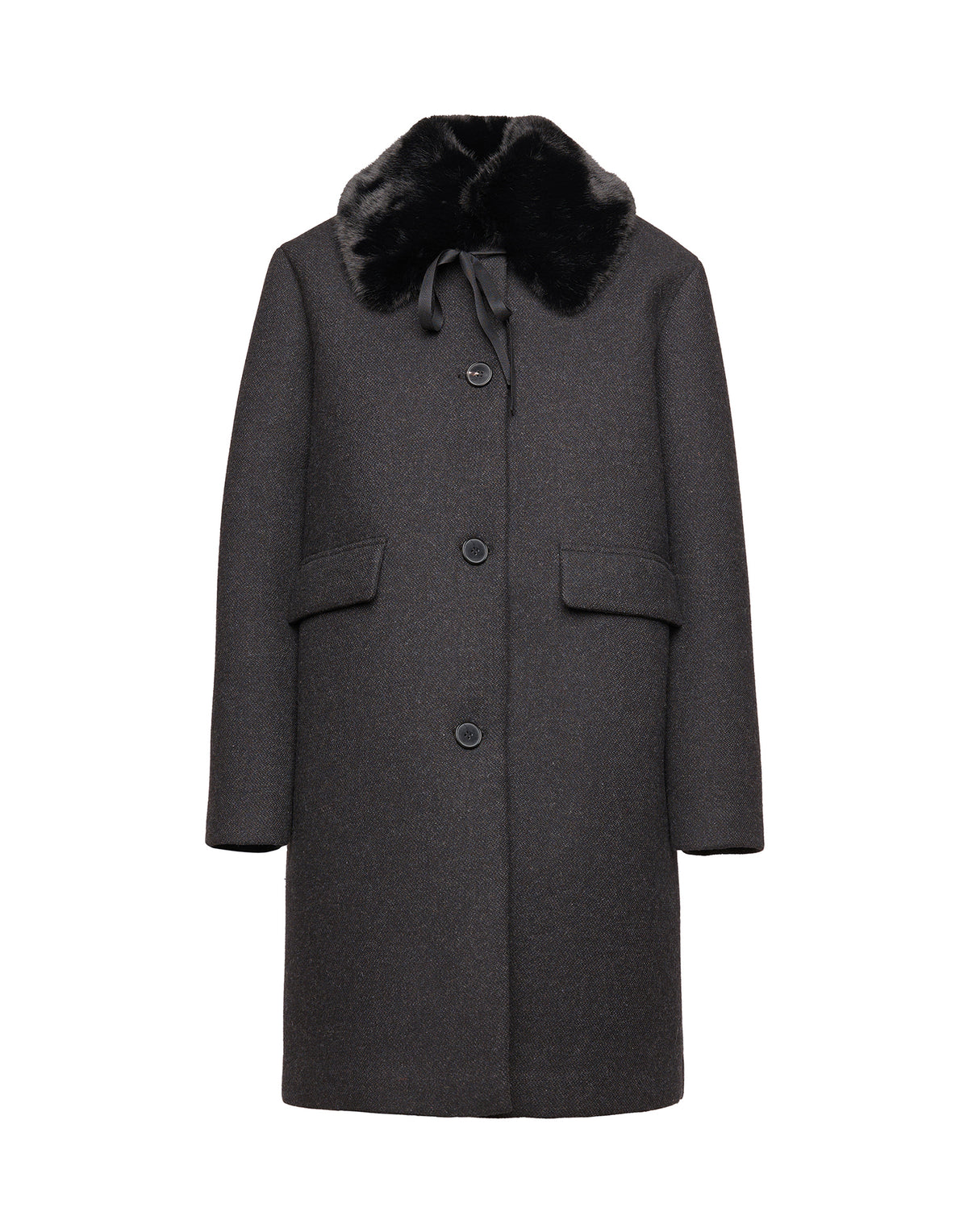 DOUUOD Cappottino Monopetto in Bonded Tecno Neoprene con Collo in Ecofur