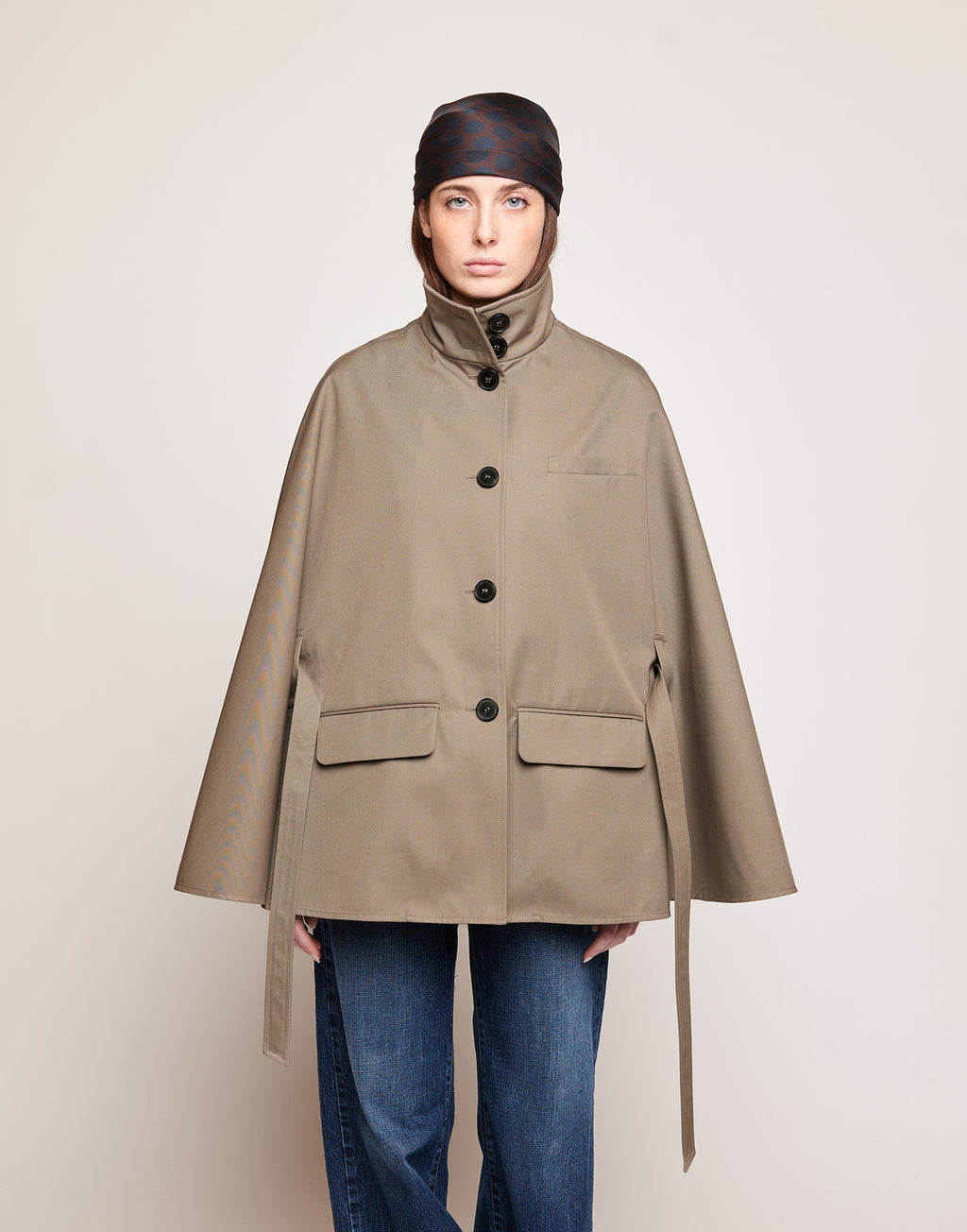 DOUUOD Cappa a Ruota in Tecno Coat Water Repellent Fango