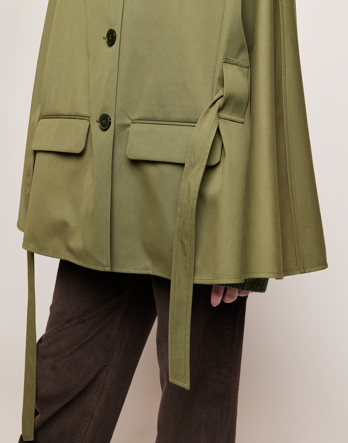 DOUUOD Cappa a Ruota in Tecno Coat Water Repellent Militare
