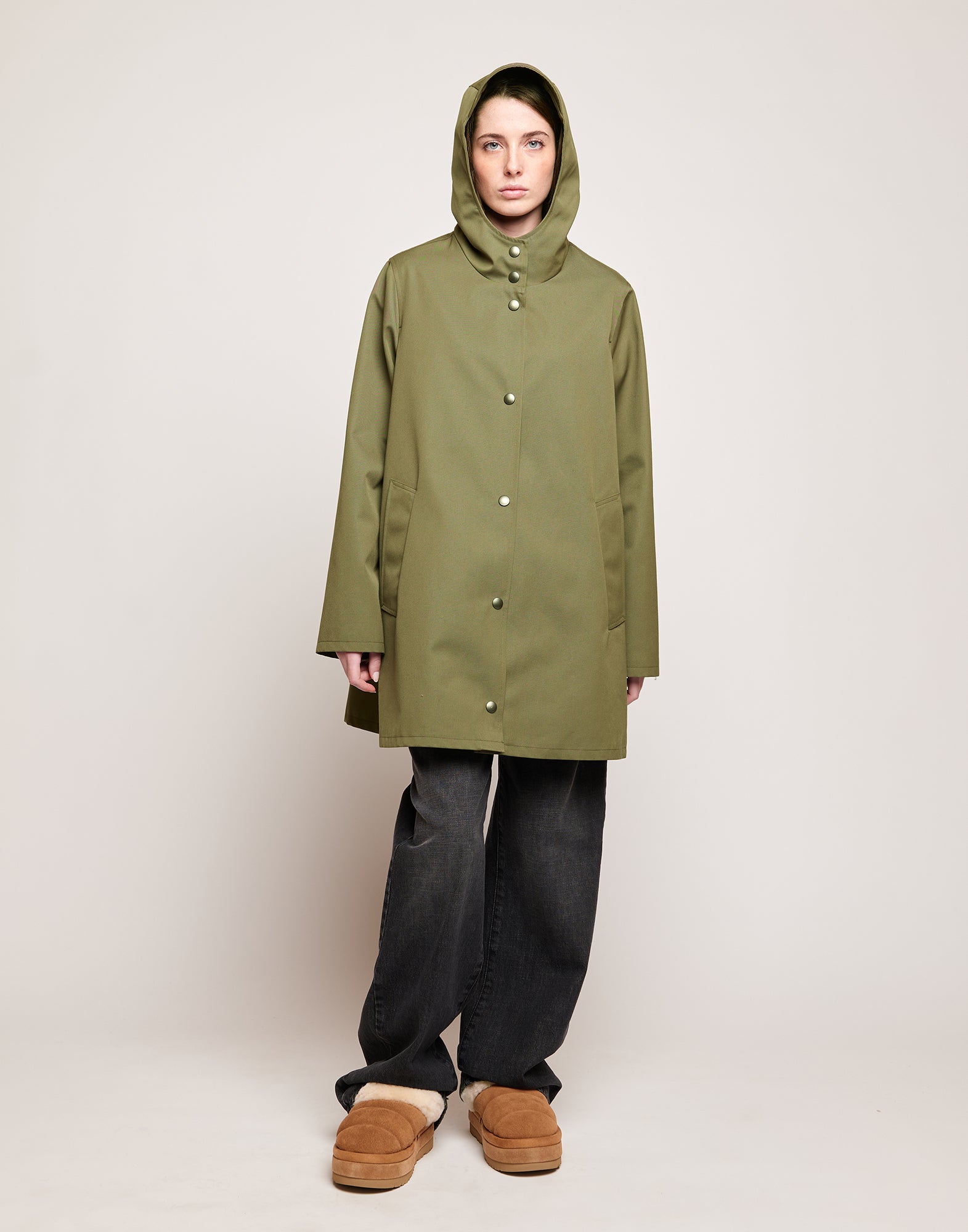 DOUUOD Impermeabile in Tecno Coat Water Repellent Militare