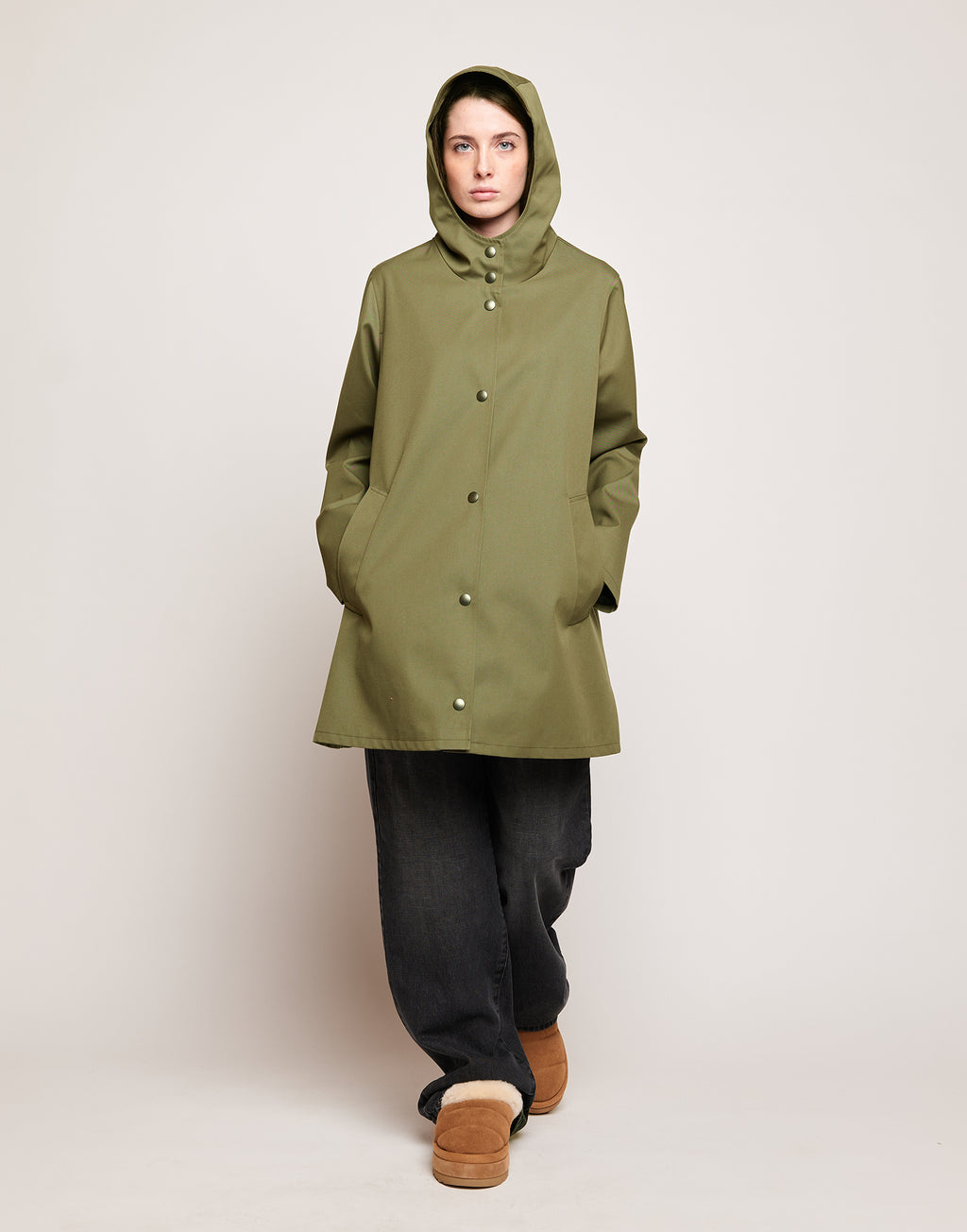 DOUUOD Impermeabile in Tecno Coat Water Repellent Militare