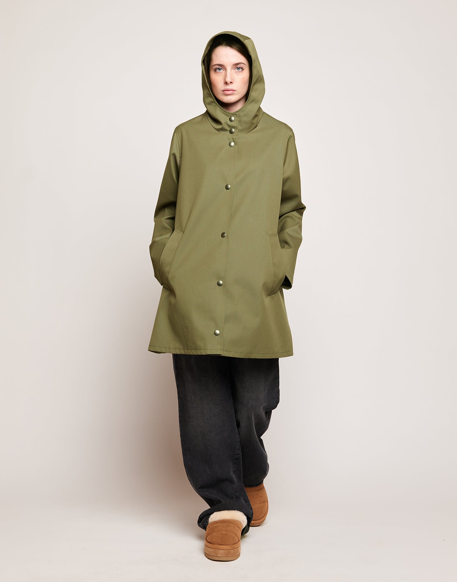 DOUUOD Impermeabile in Tecno Coat Water Repellent Militare